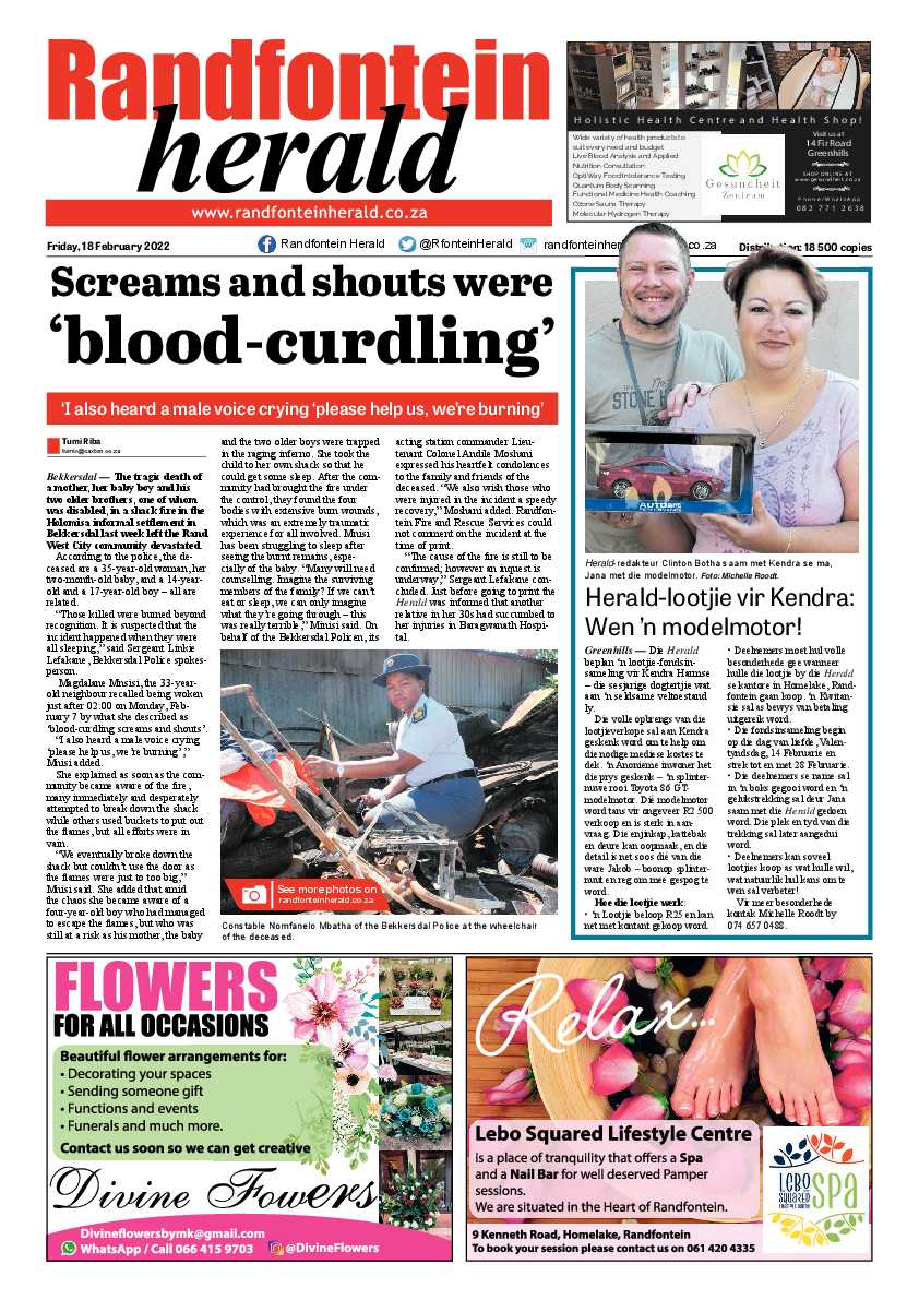Randfontein Herald 18 February 2022 page 1
