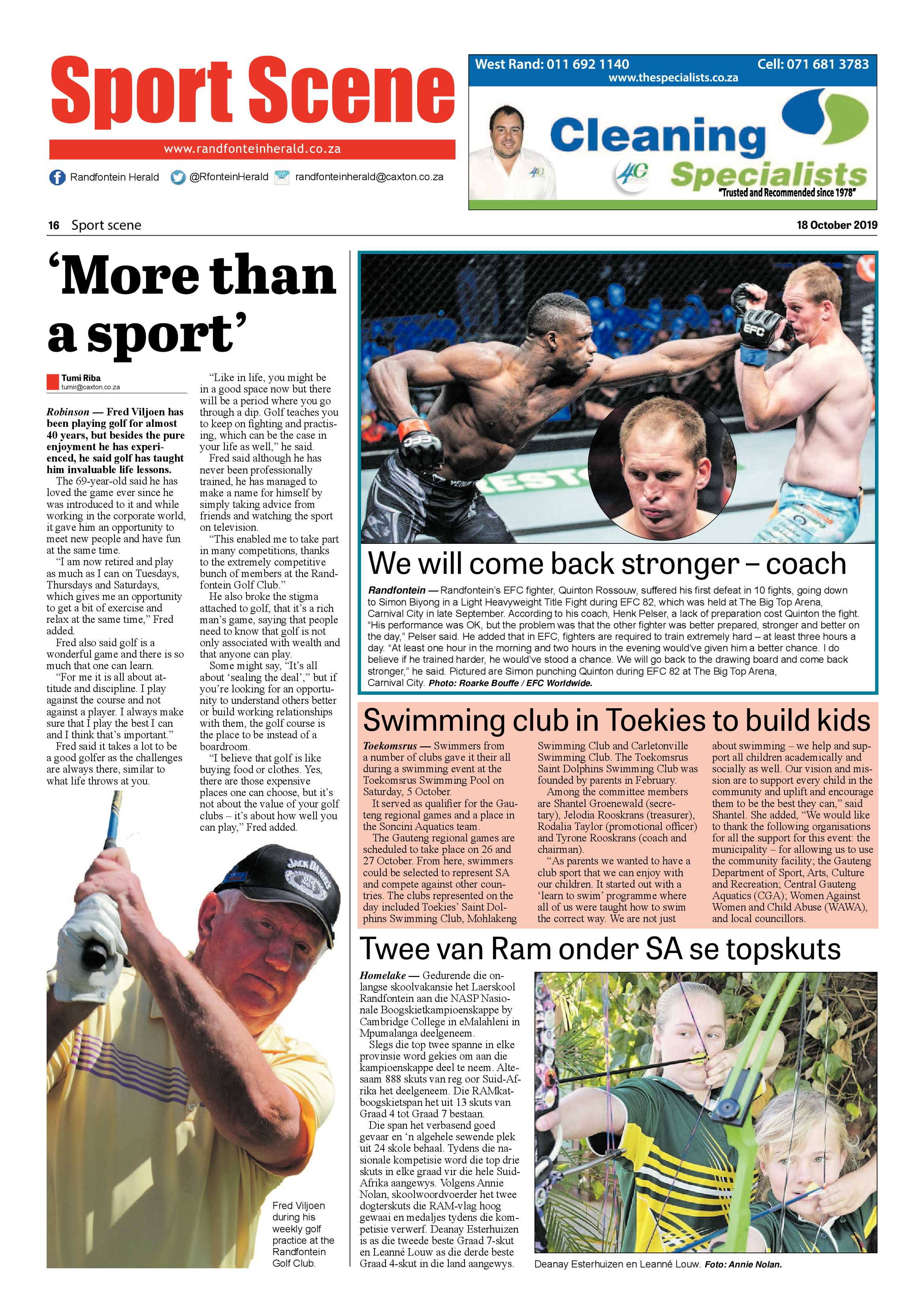 Randfontein Herald 18 October 2019 page 16