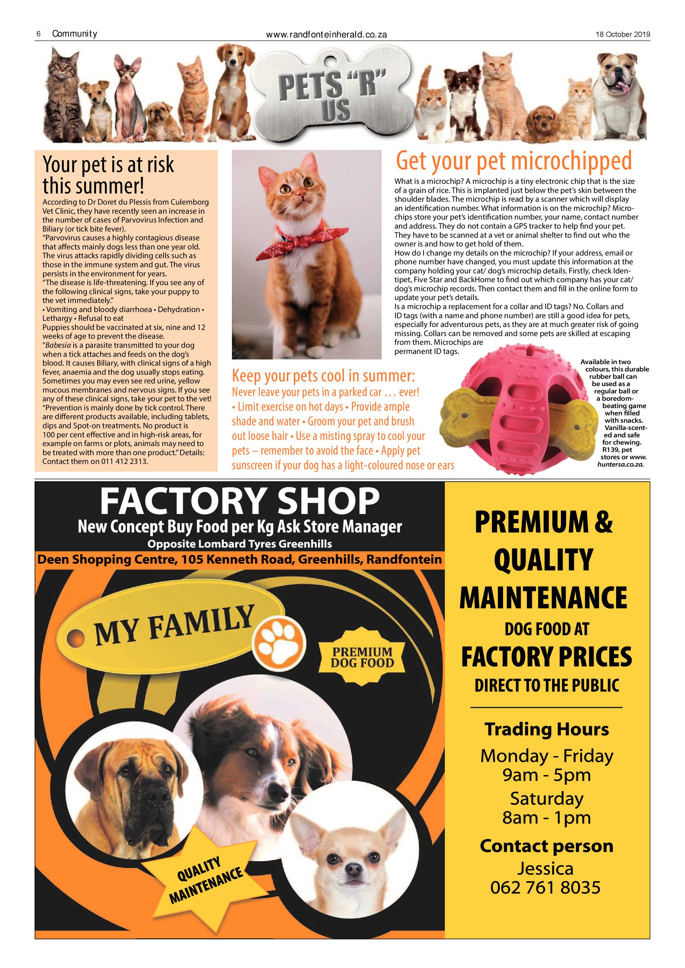 Randfontein Herald 18 October 2019 page 6