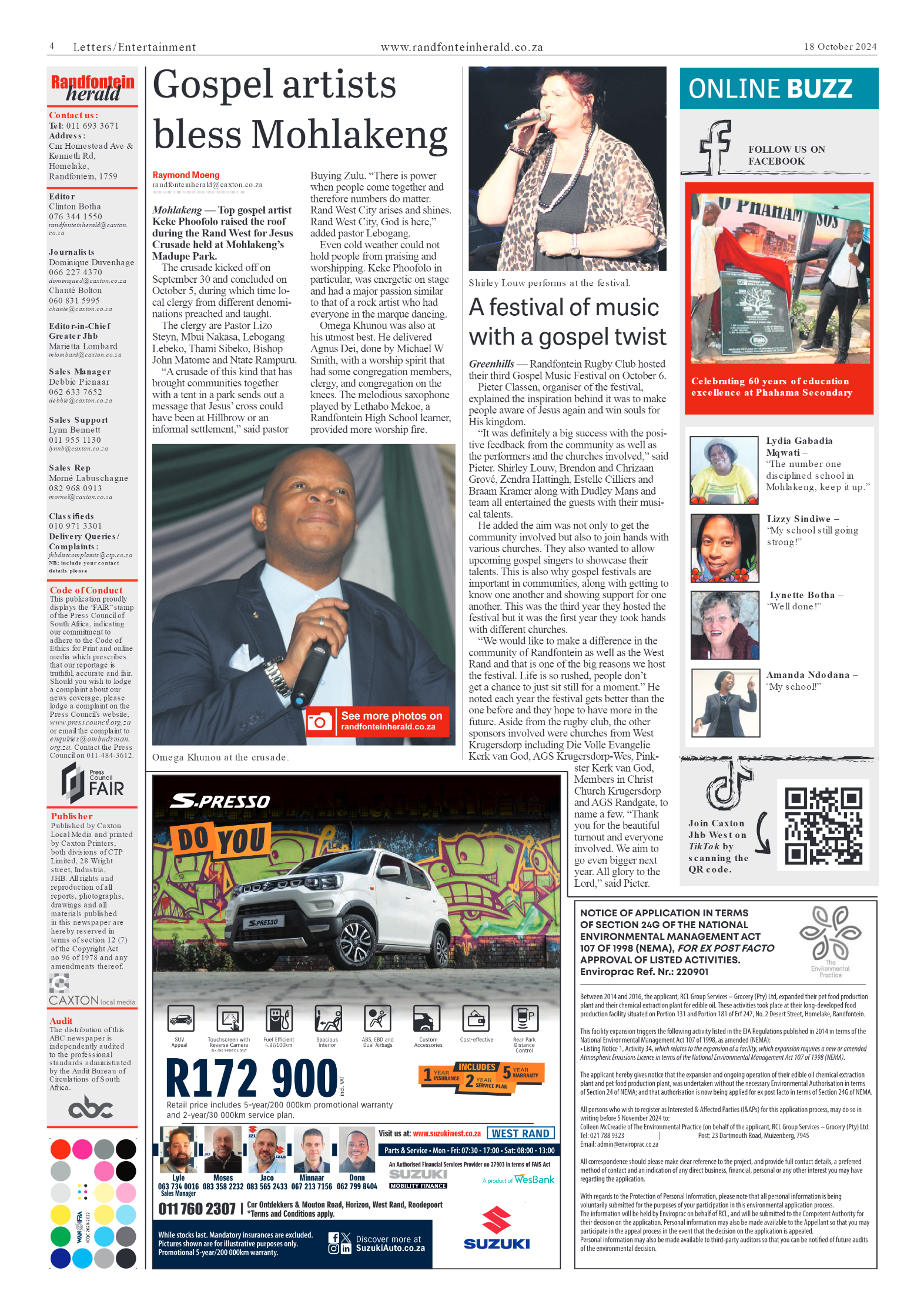 Randfontein Herald 18 October 2024 page 4