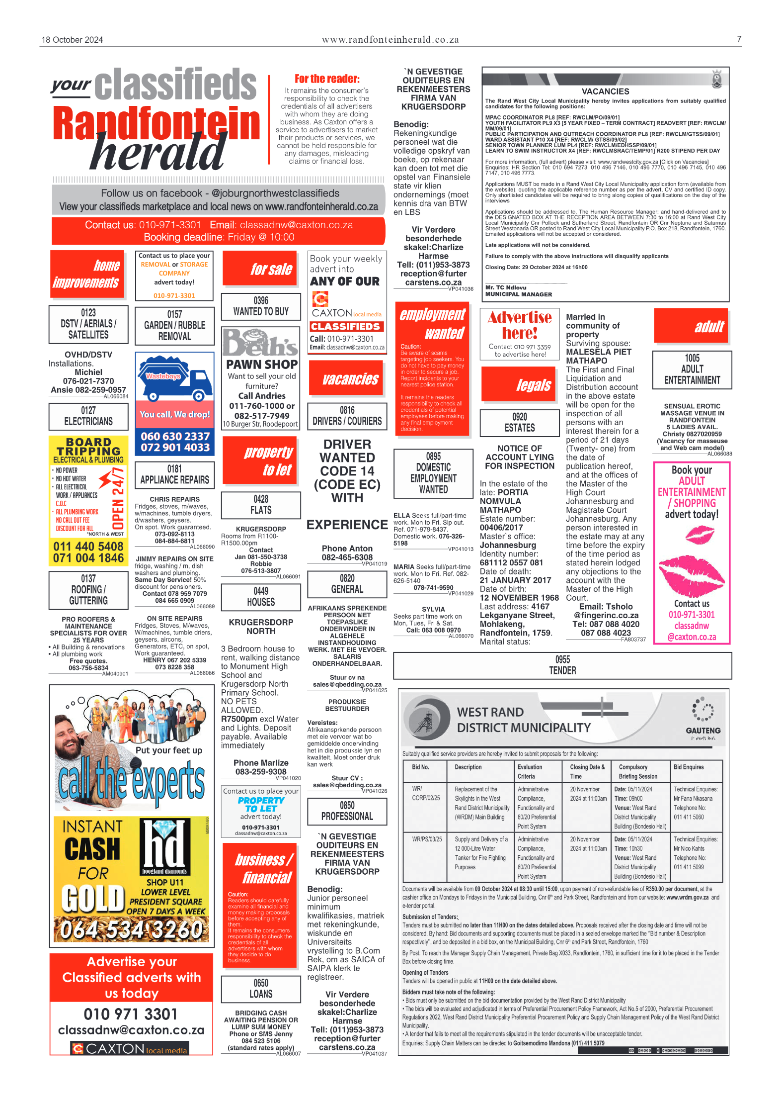 Randfontein Herald 18 October 2024 page 7