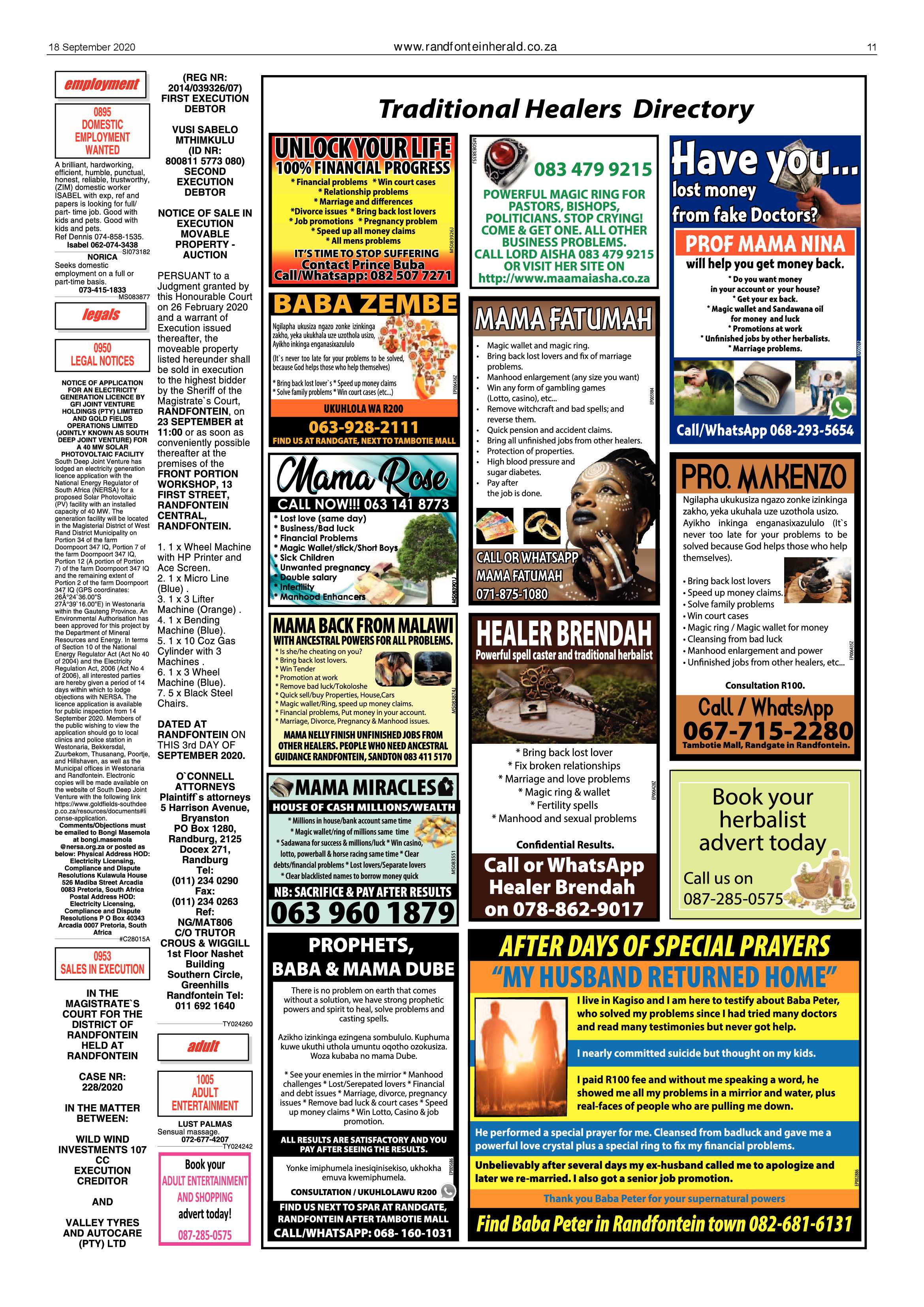 Randfontein Herald 18 September 2020 page 11