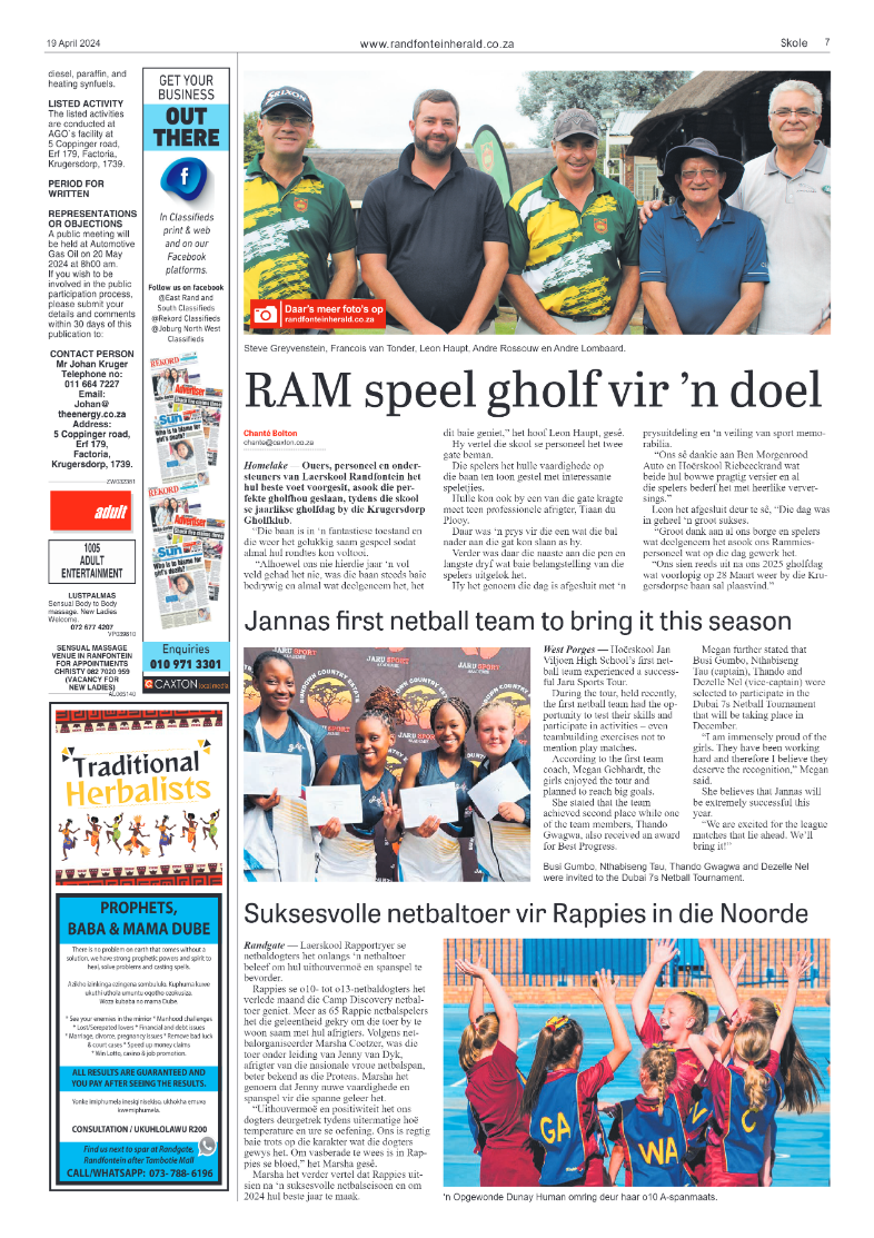 Randfontein Herald 19 April 2024 page 7