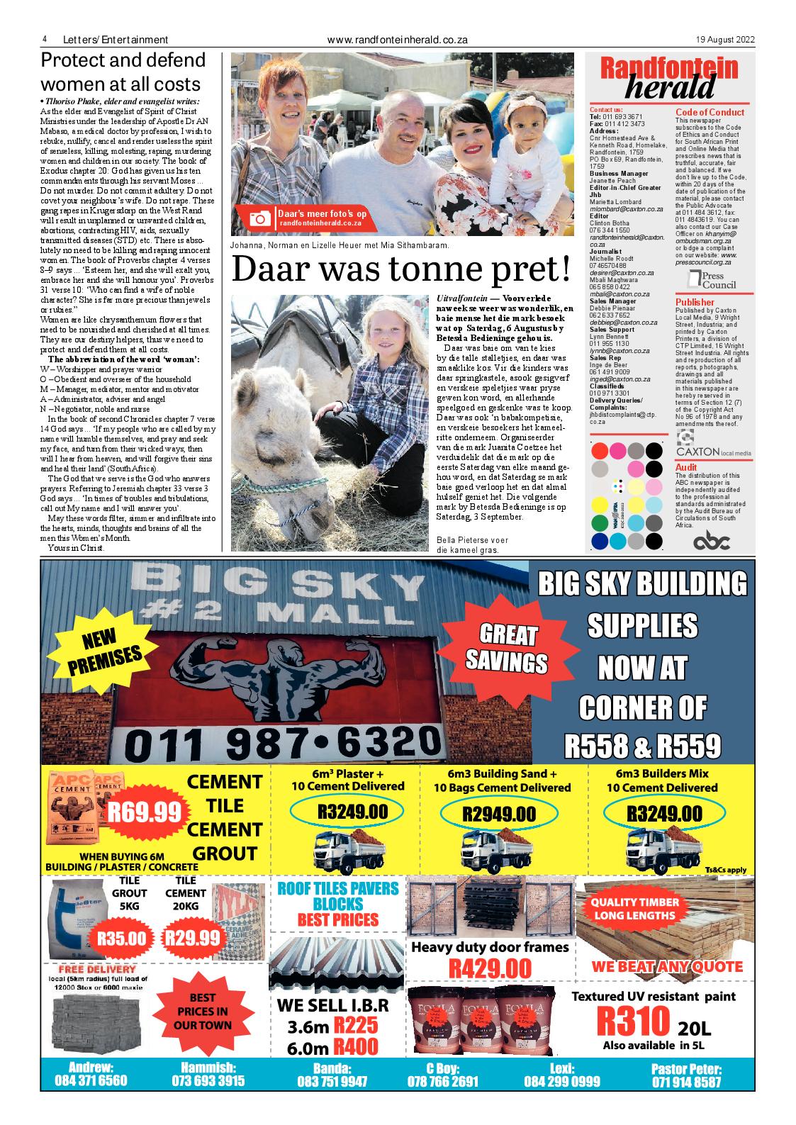 Randfontein Herald 19 August 2022 page 4