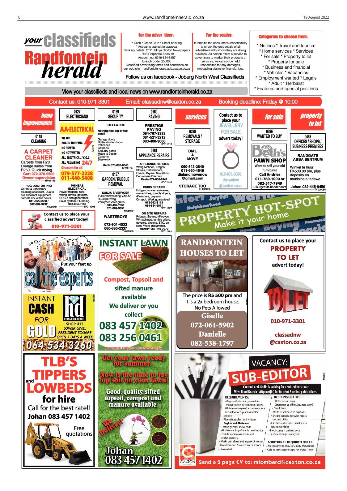 Randfontein Herald 19 August 2022 page 6