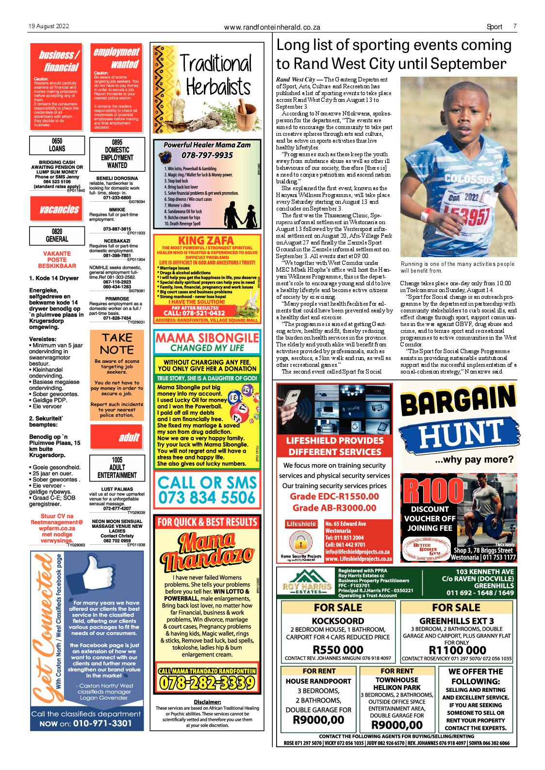 Randfontein Herald 19 August 2022 page 7