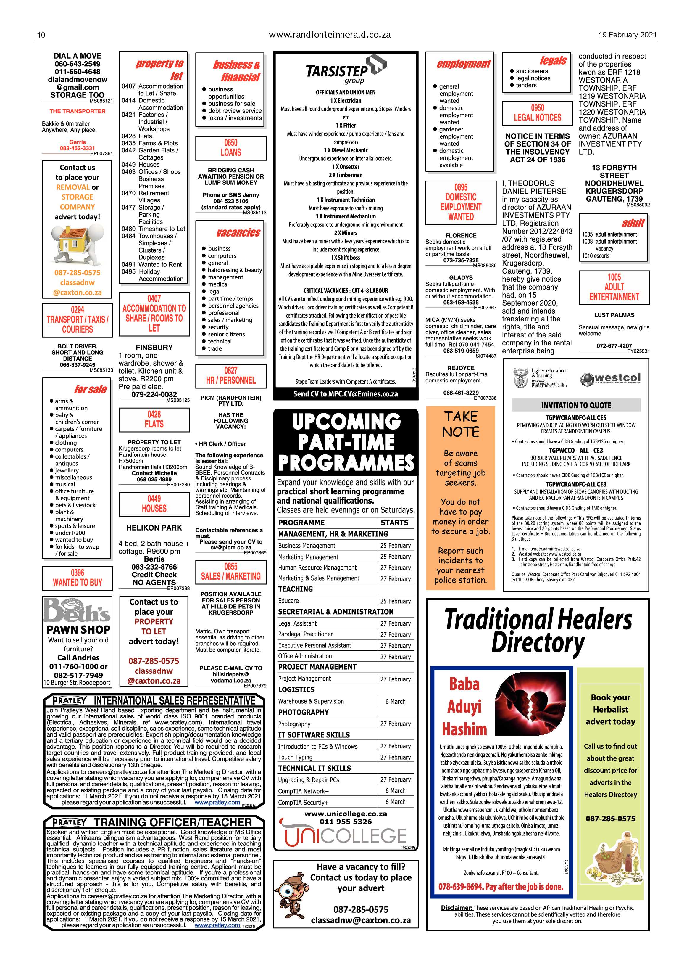 Randfontein Herald 19 February 2021 page 10