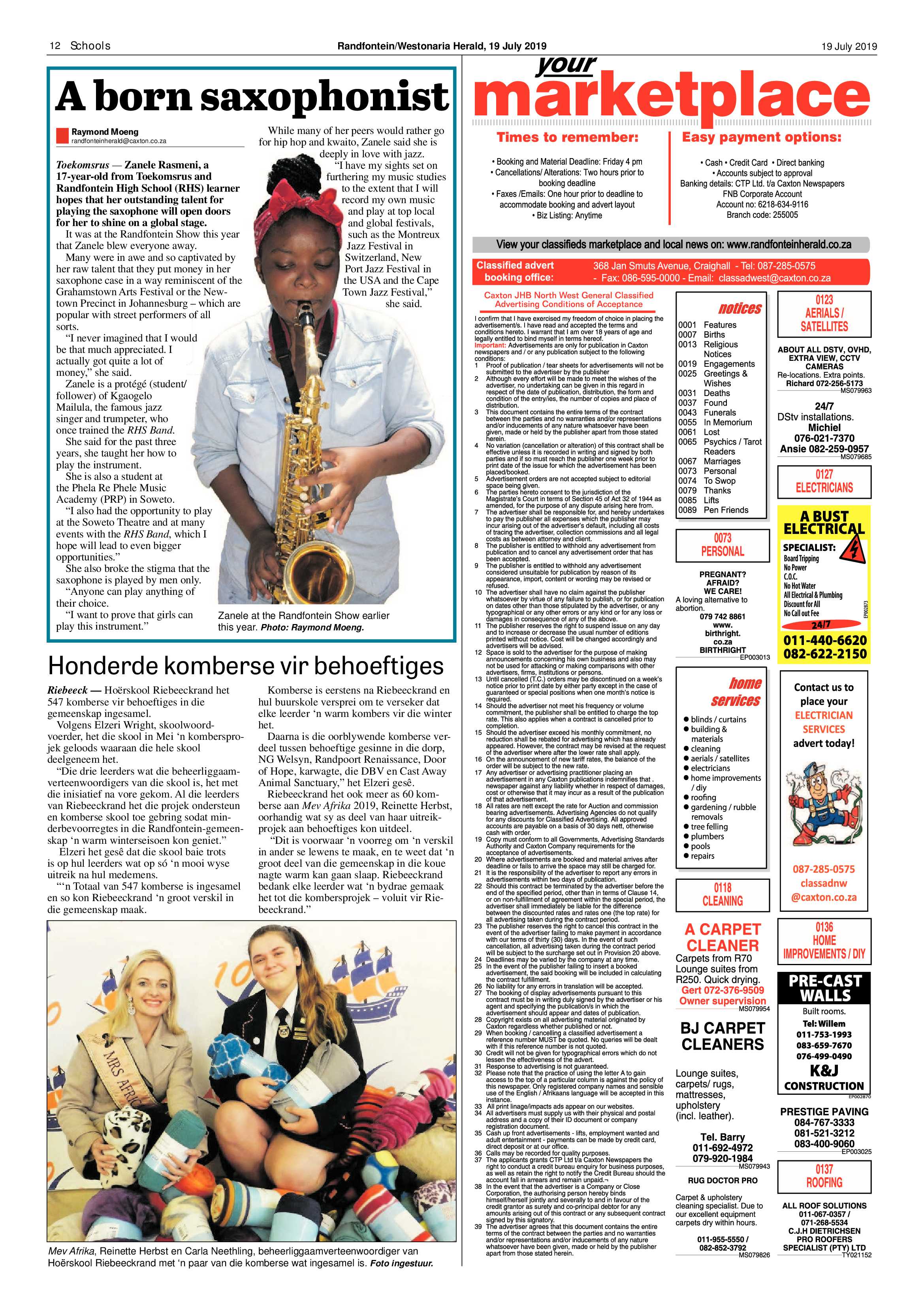 Randfontein Herald 19 July 2019 page 12