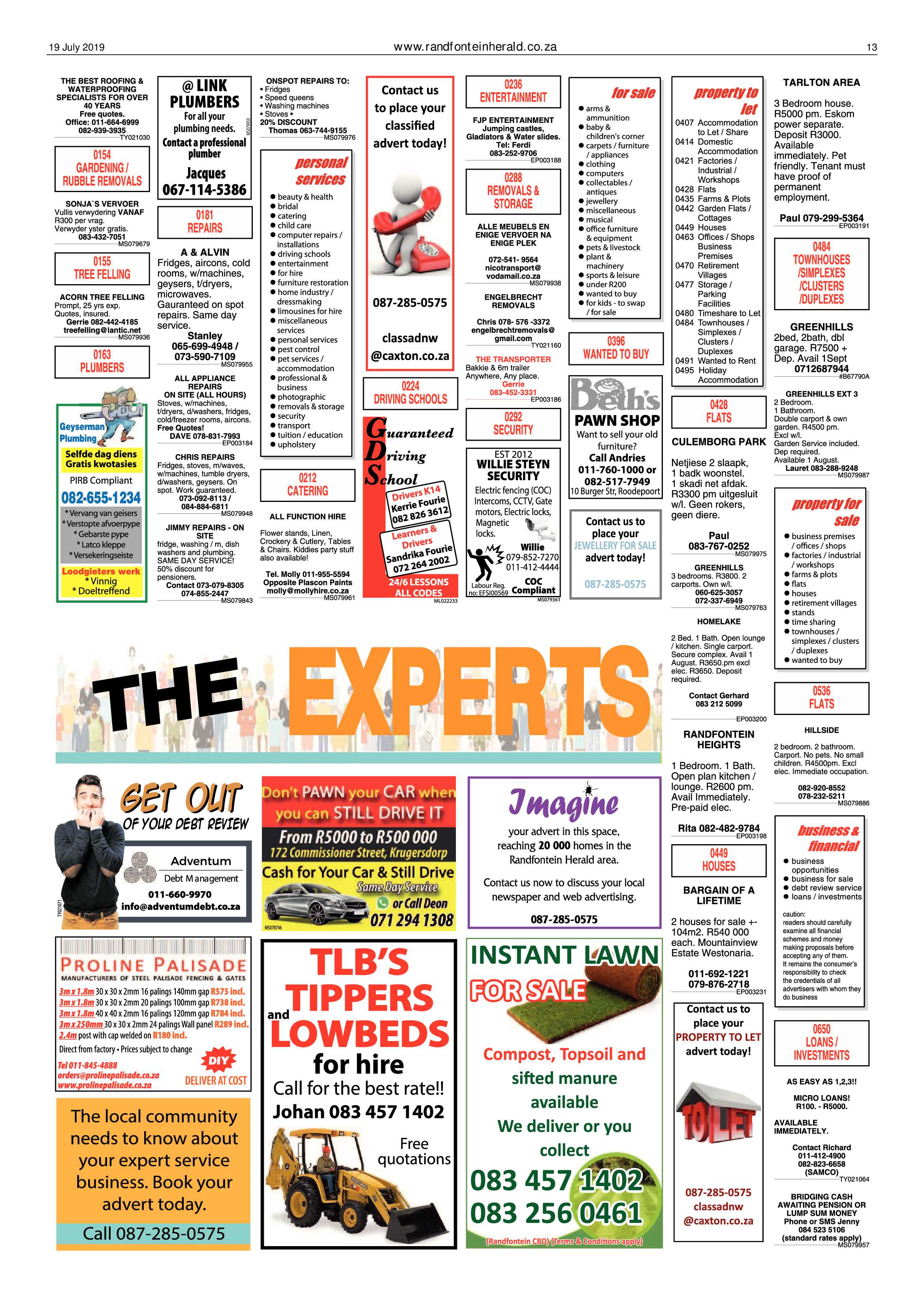 Randfontein Herald 19 July 2019 page 13