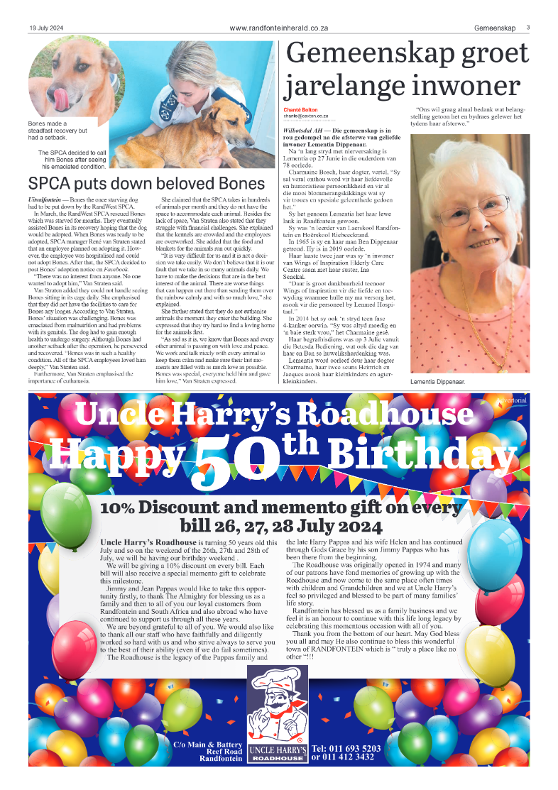 Randfontein Herald 19 July 2024 page 3