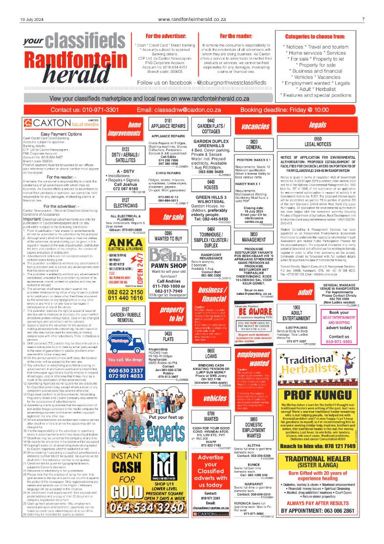 Randfontein Herald 19 July 2024 page 7