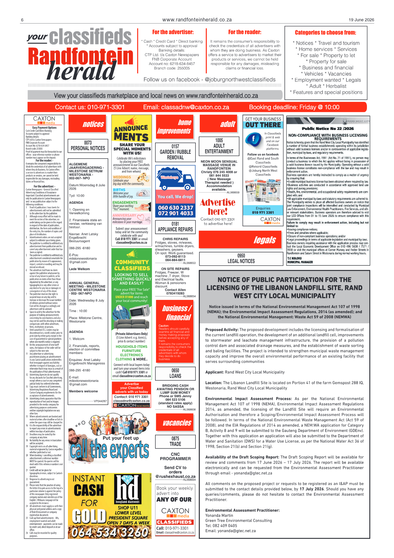 Randfontein Herald 19 June 2026 page 6