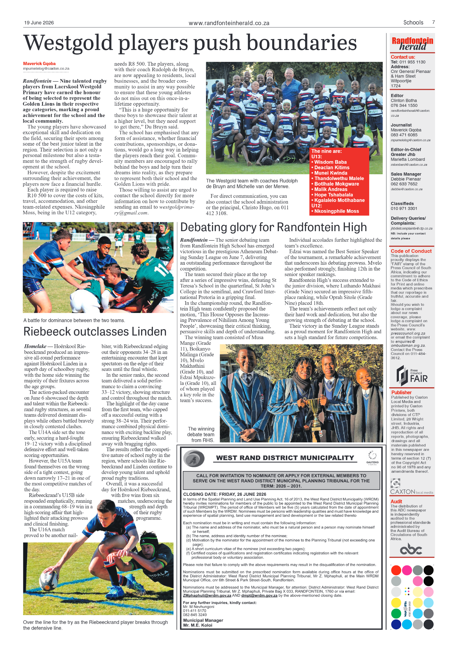 Randfontein Herald 19 June 2026 page 7