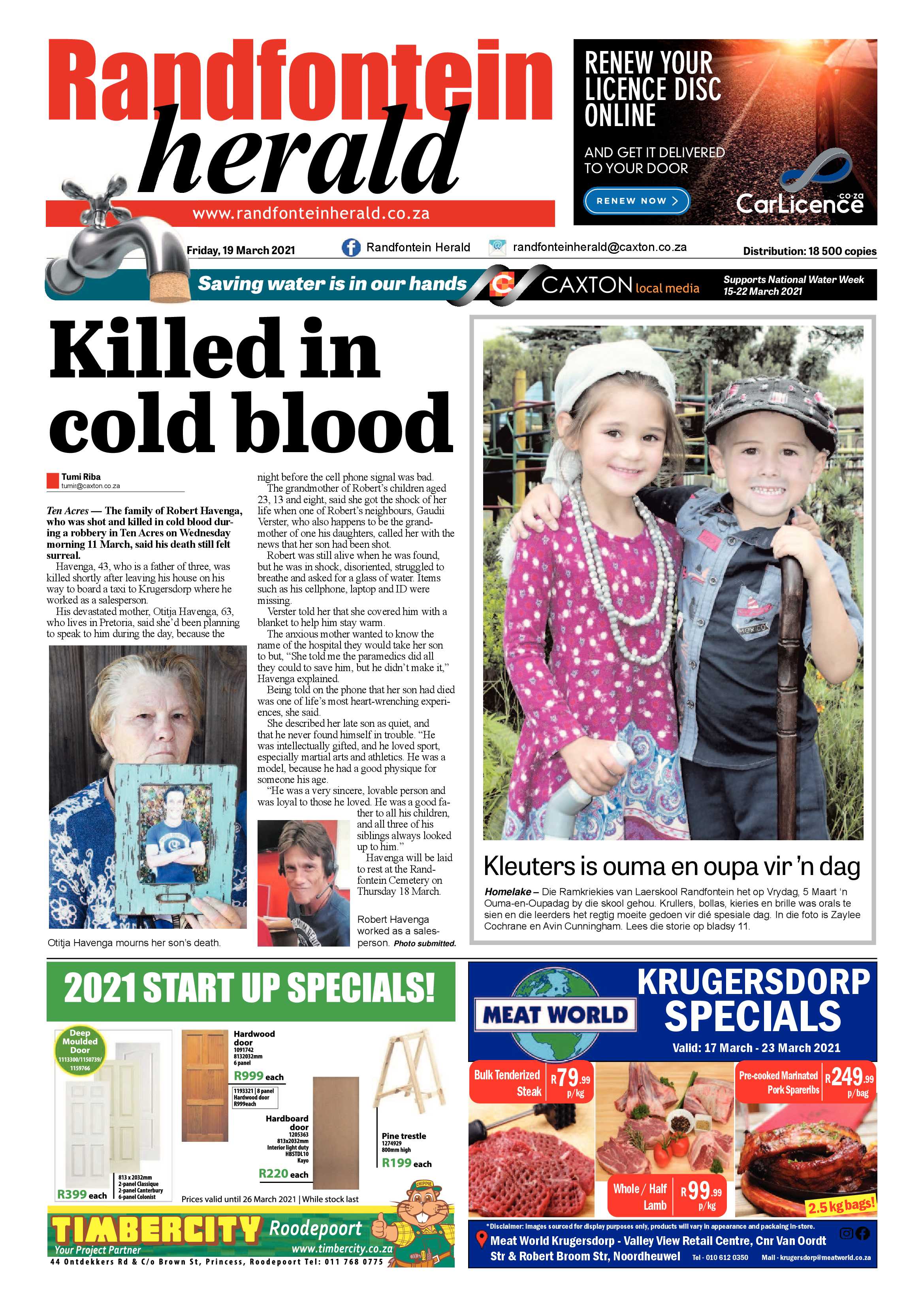 Randfontein Herald 19 March 2021 page 1