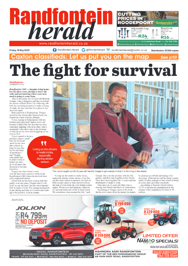Randfontein Herald 19 May 2023 page 1