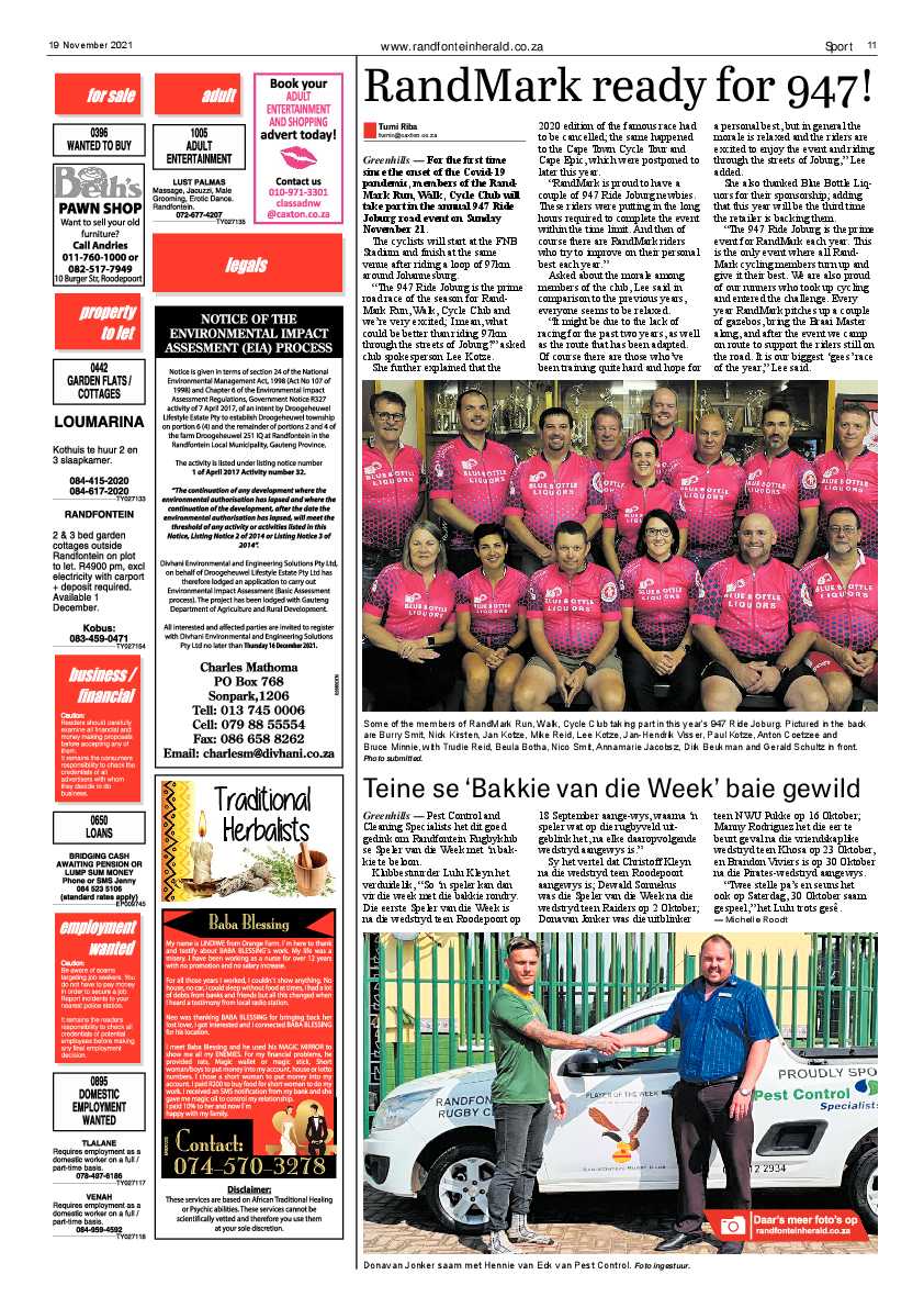Randfontein Herald 19 November 2021 page 11