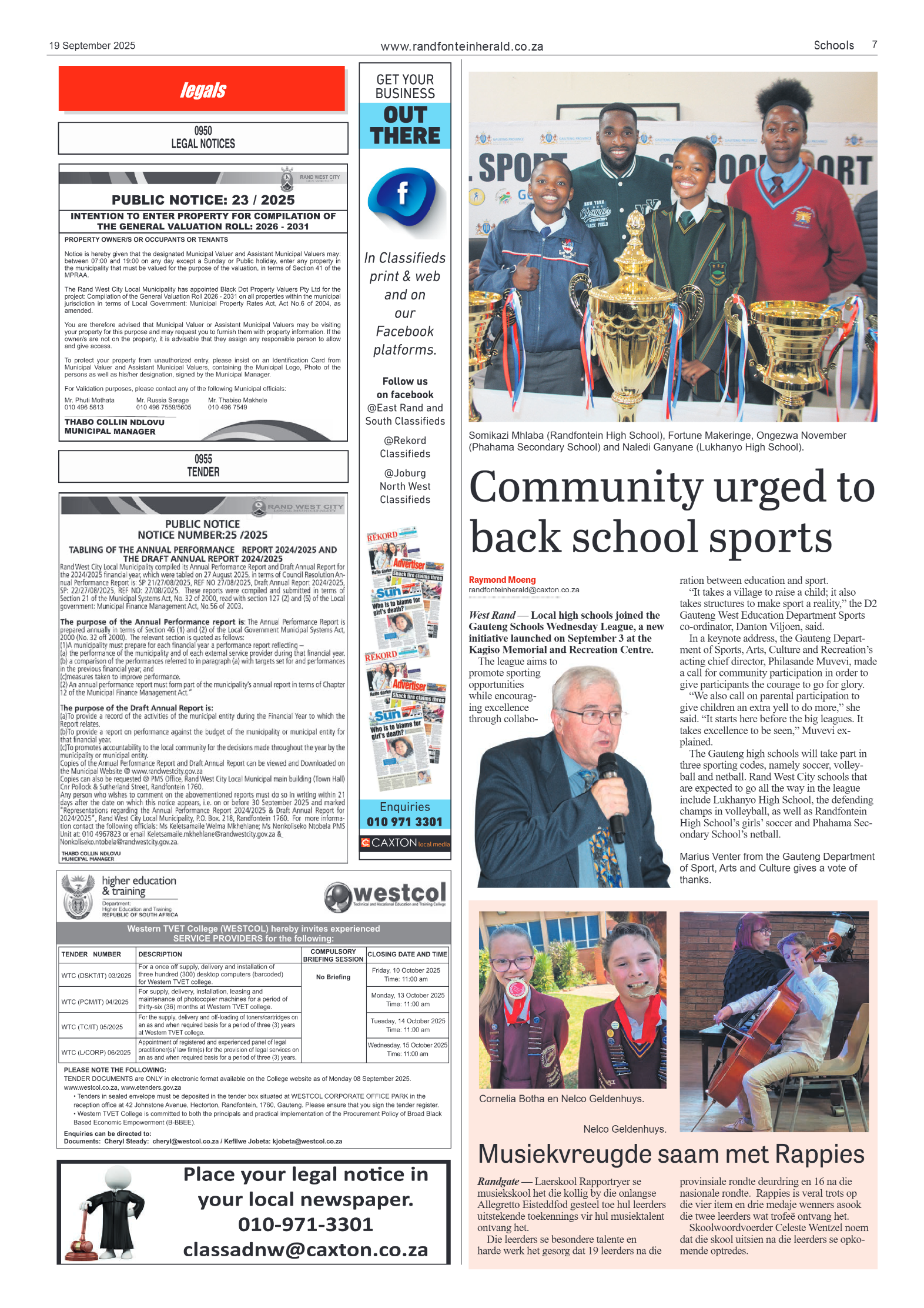 Randfontein Herald 19 September 2025 page 7