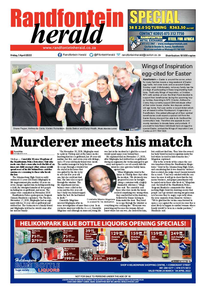 Randfontein Herald 1 April 2022 page 1