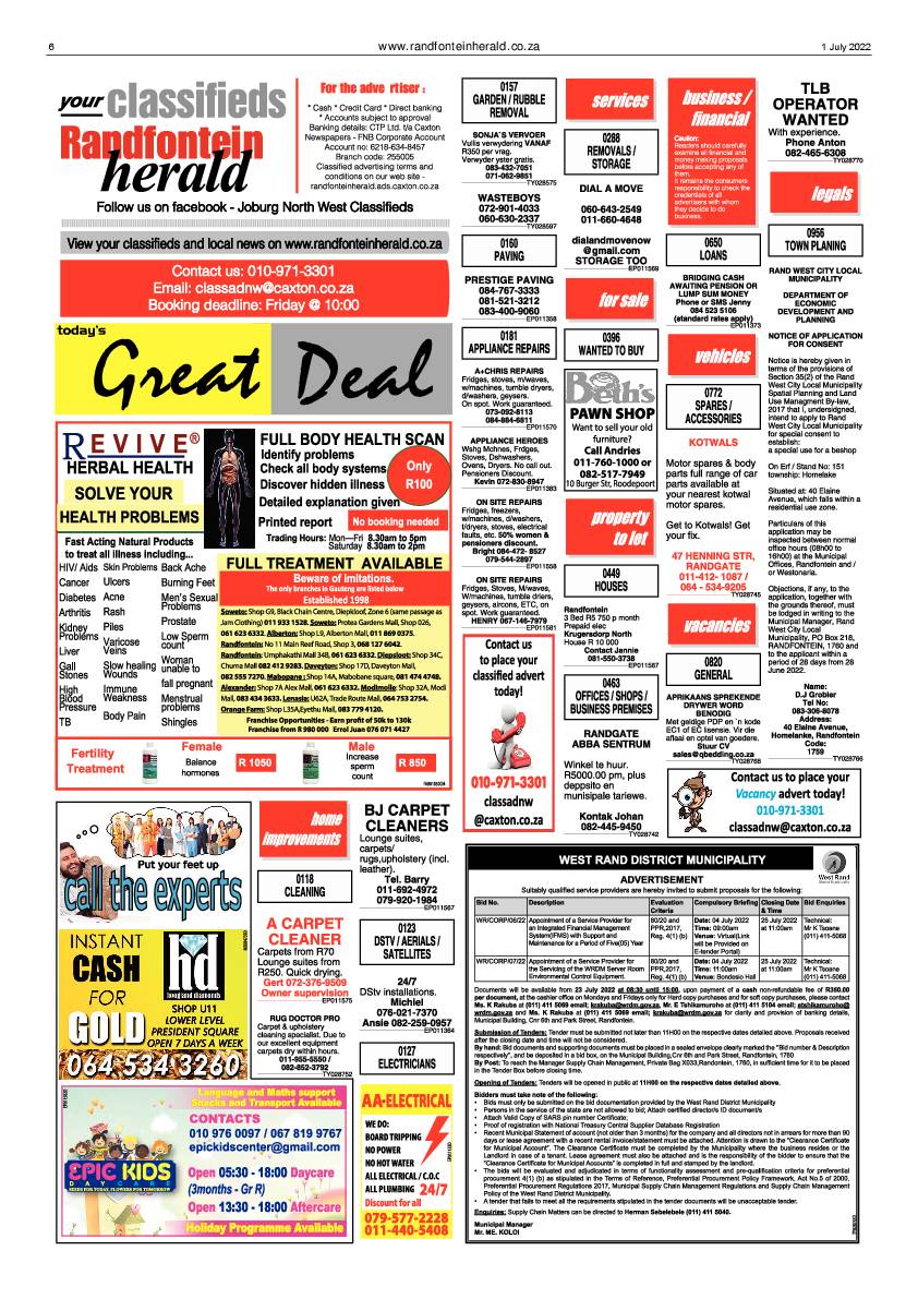 Randfontein Herald 1 July 2022 page 6