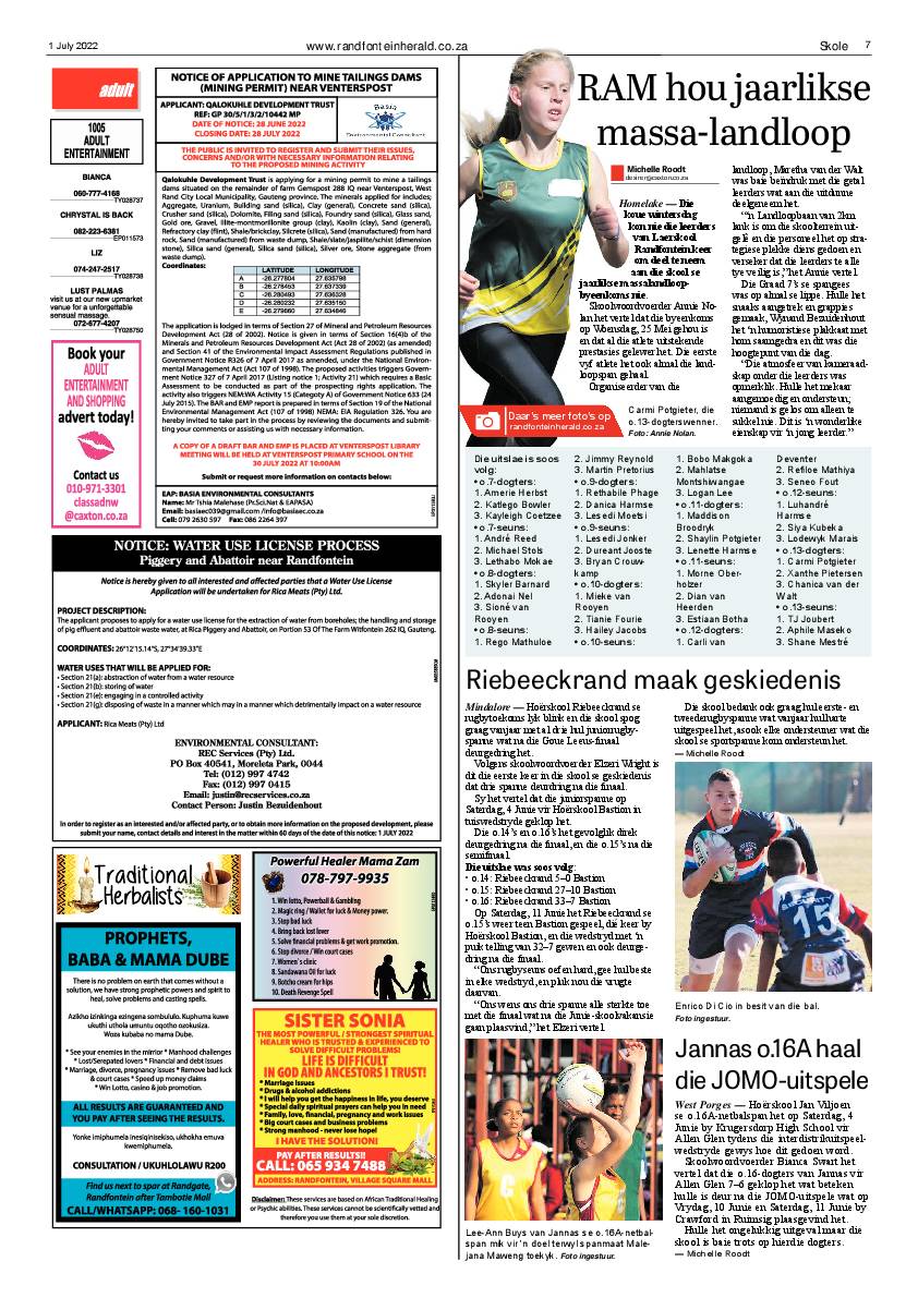 Randfontein Herald 1 July 2022 page 7