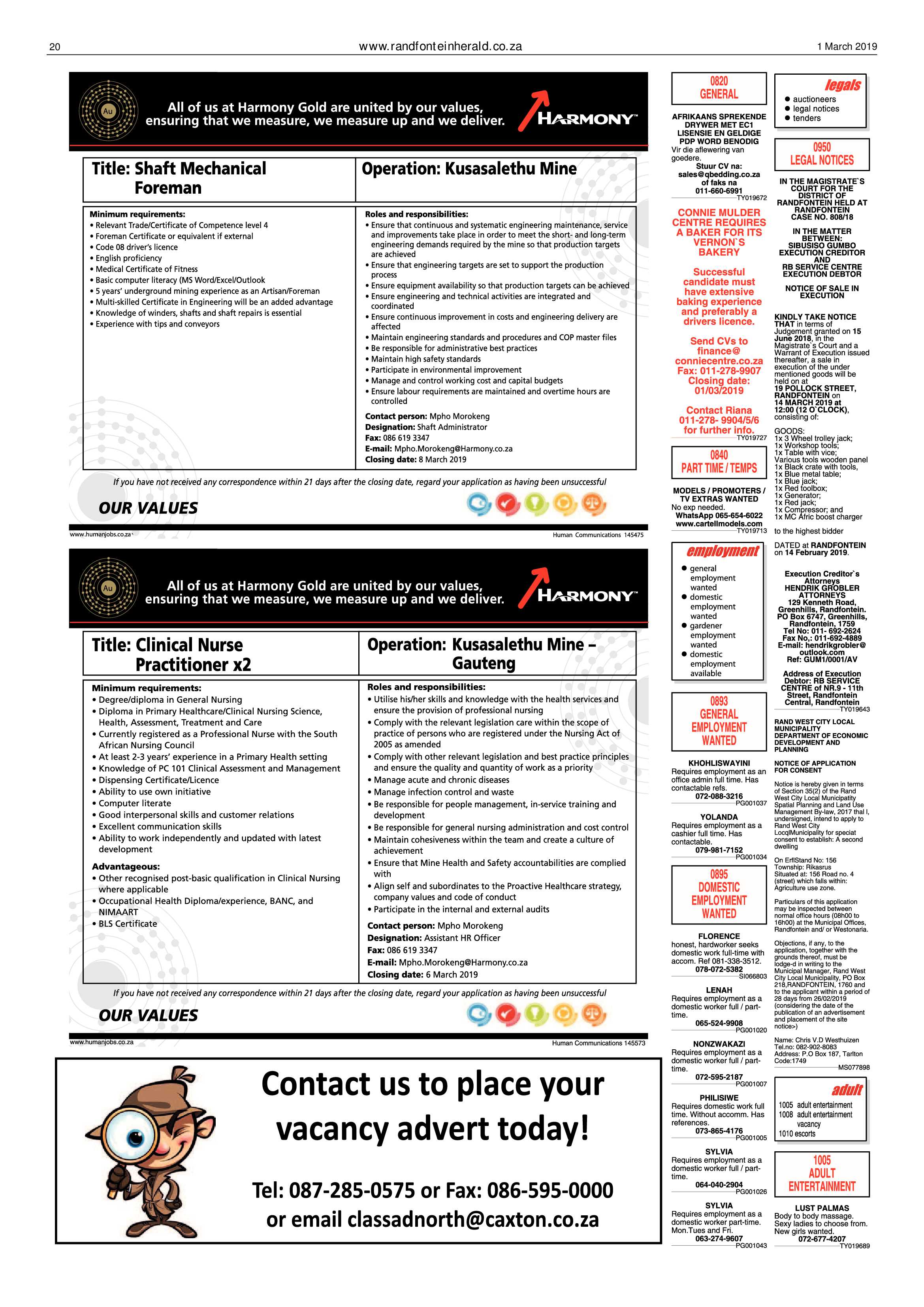 Randfontein Herald 1 March 2019 page 20