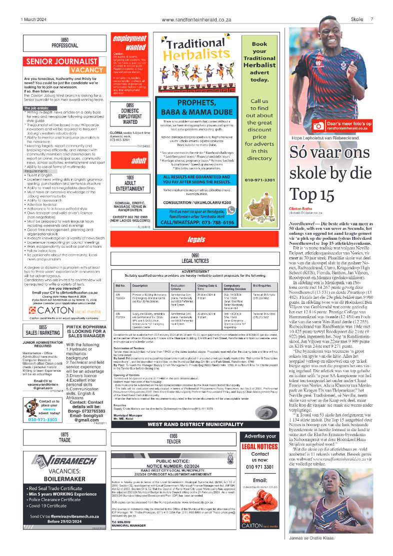 Randfontein Herald 1 March 2024 page 7