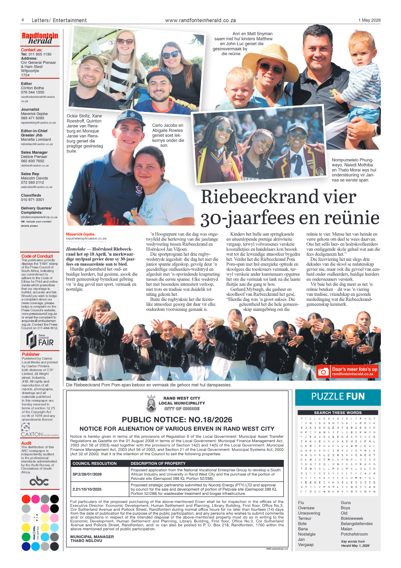 Randfontein Herald 1 May 2026 page 4