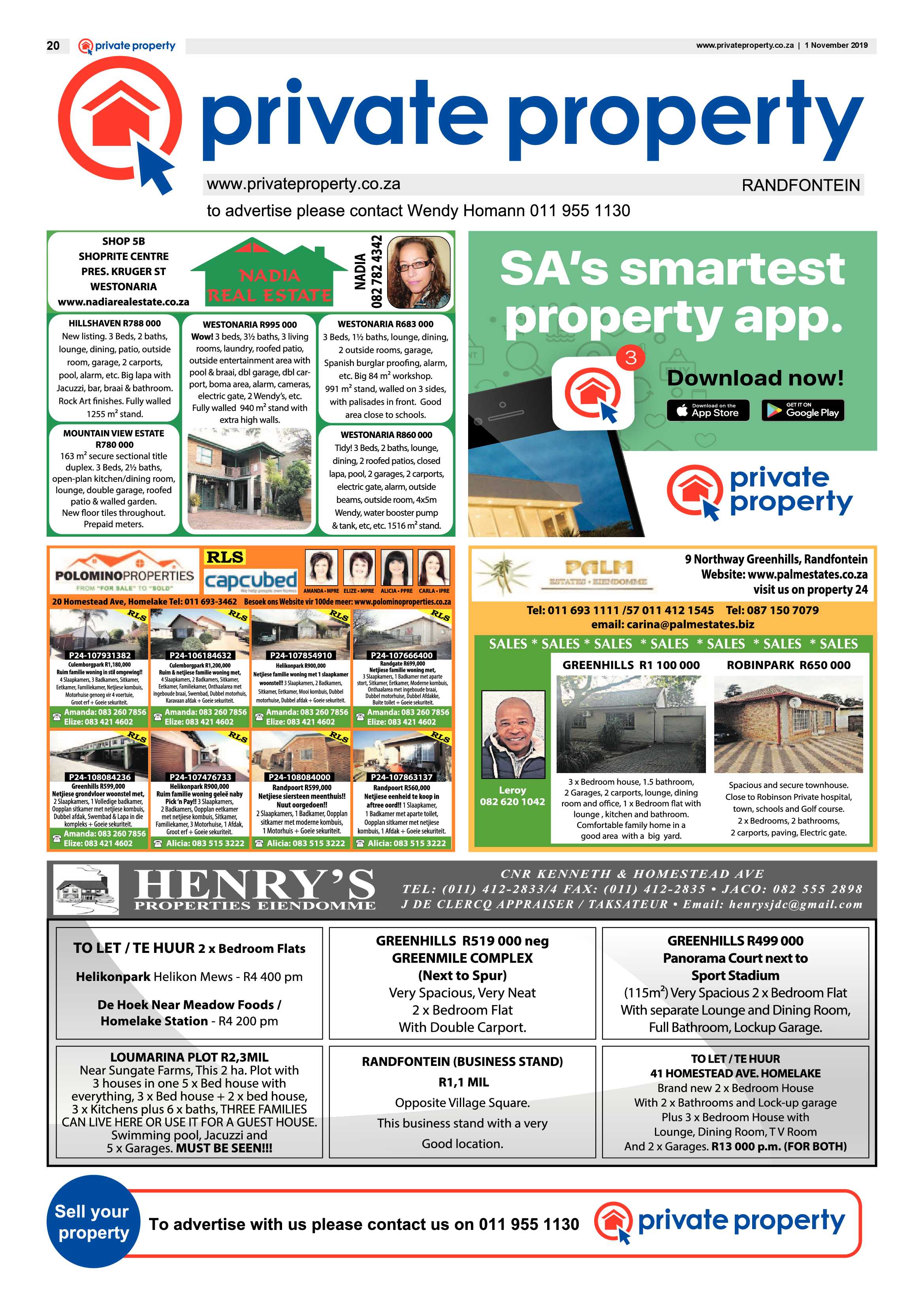 Randfontein Herald 1 November 2019 page 20