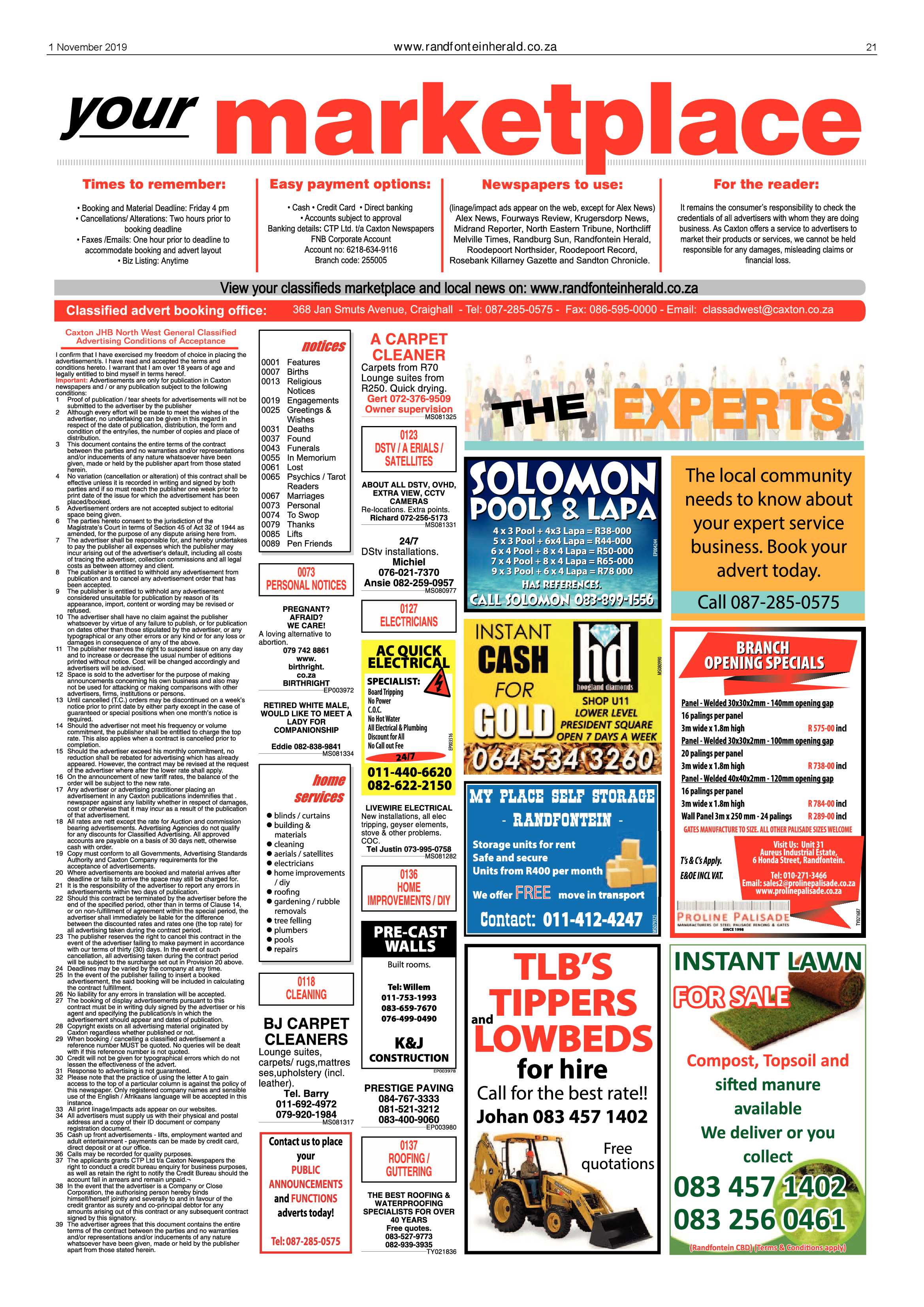 Randfontein Herald 1 November 2019 page 21