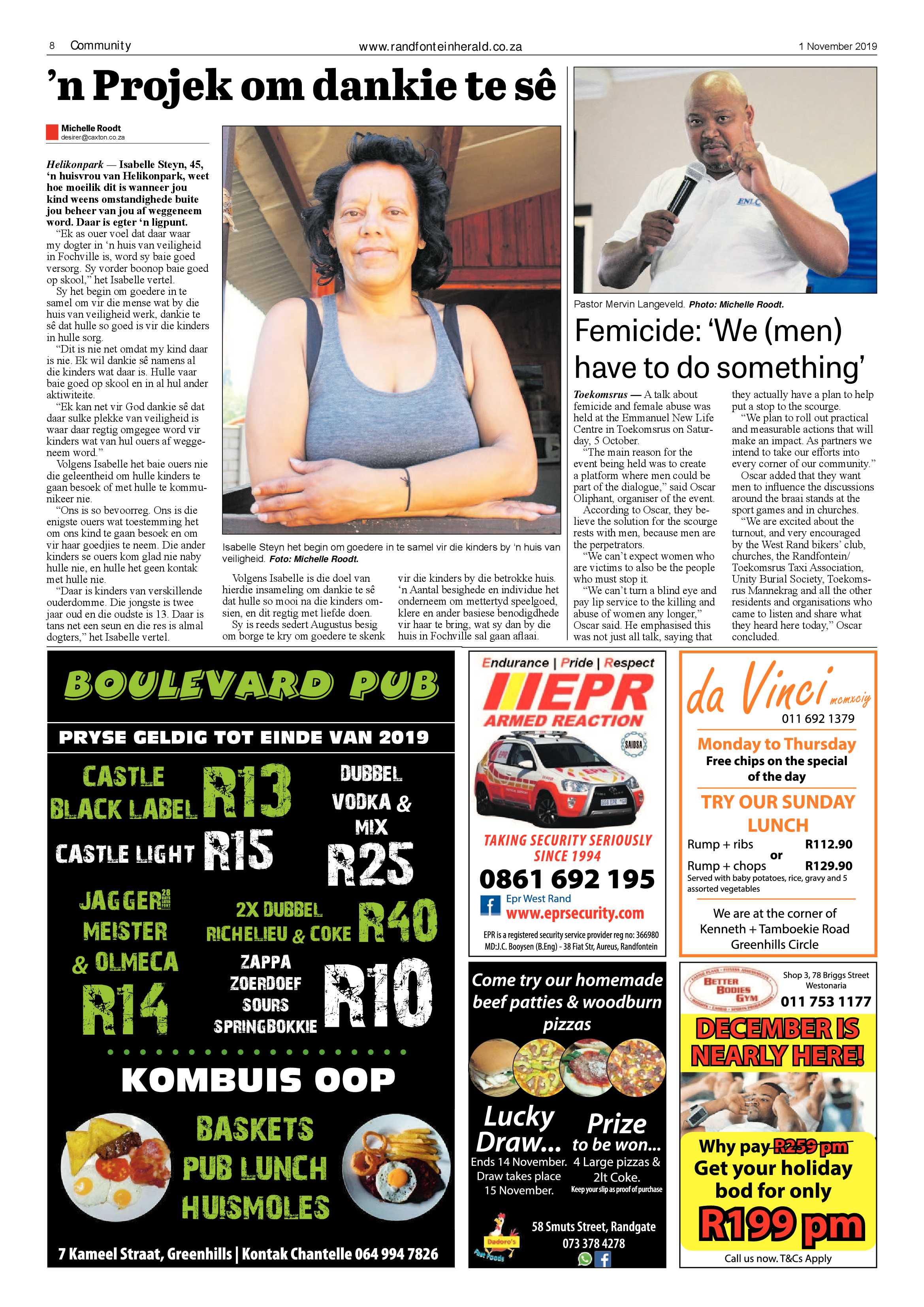 Randfontein Herald 1 November 2019 page 8