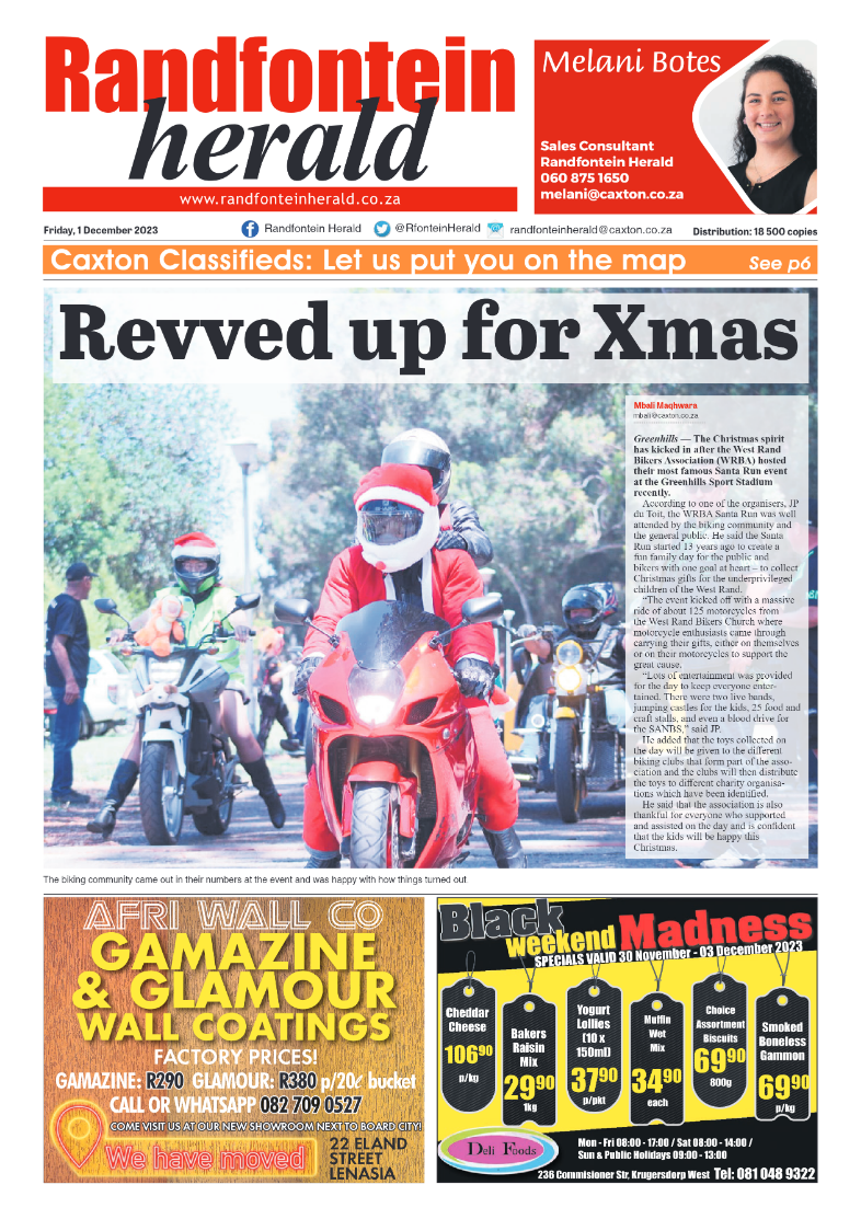 Randfontein Herald 1 December 2023 page 1