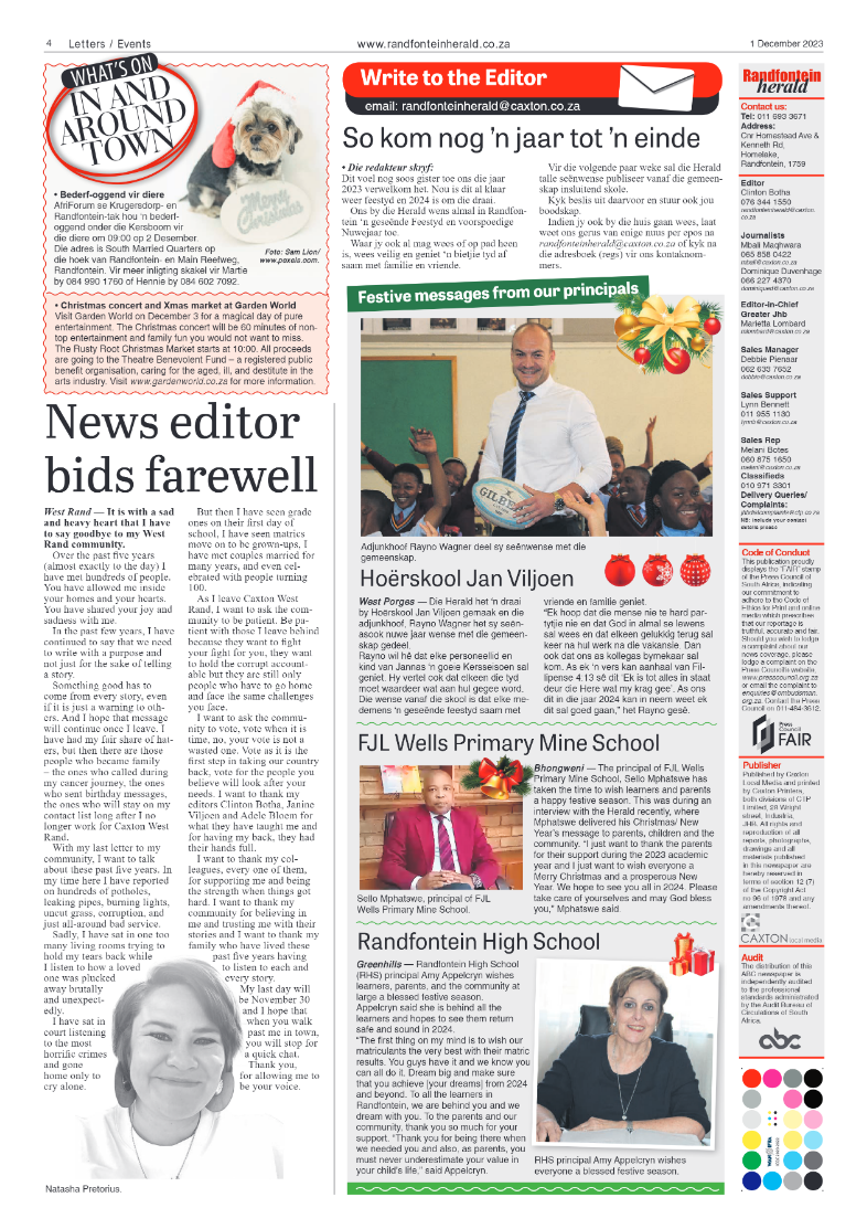 Randfontein Herald 1 December 2023 page 4