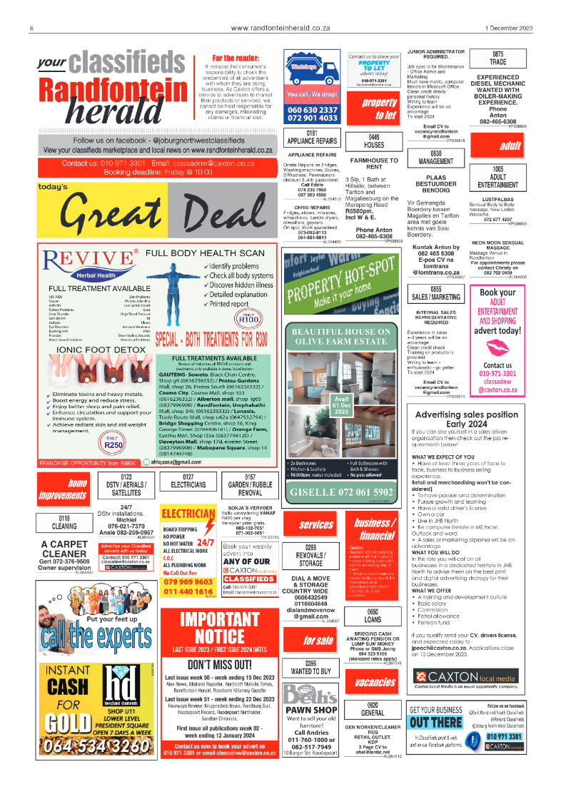 Randfontein Herald 1 December 2023 page 6