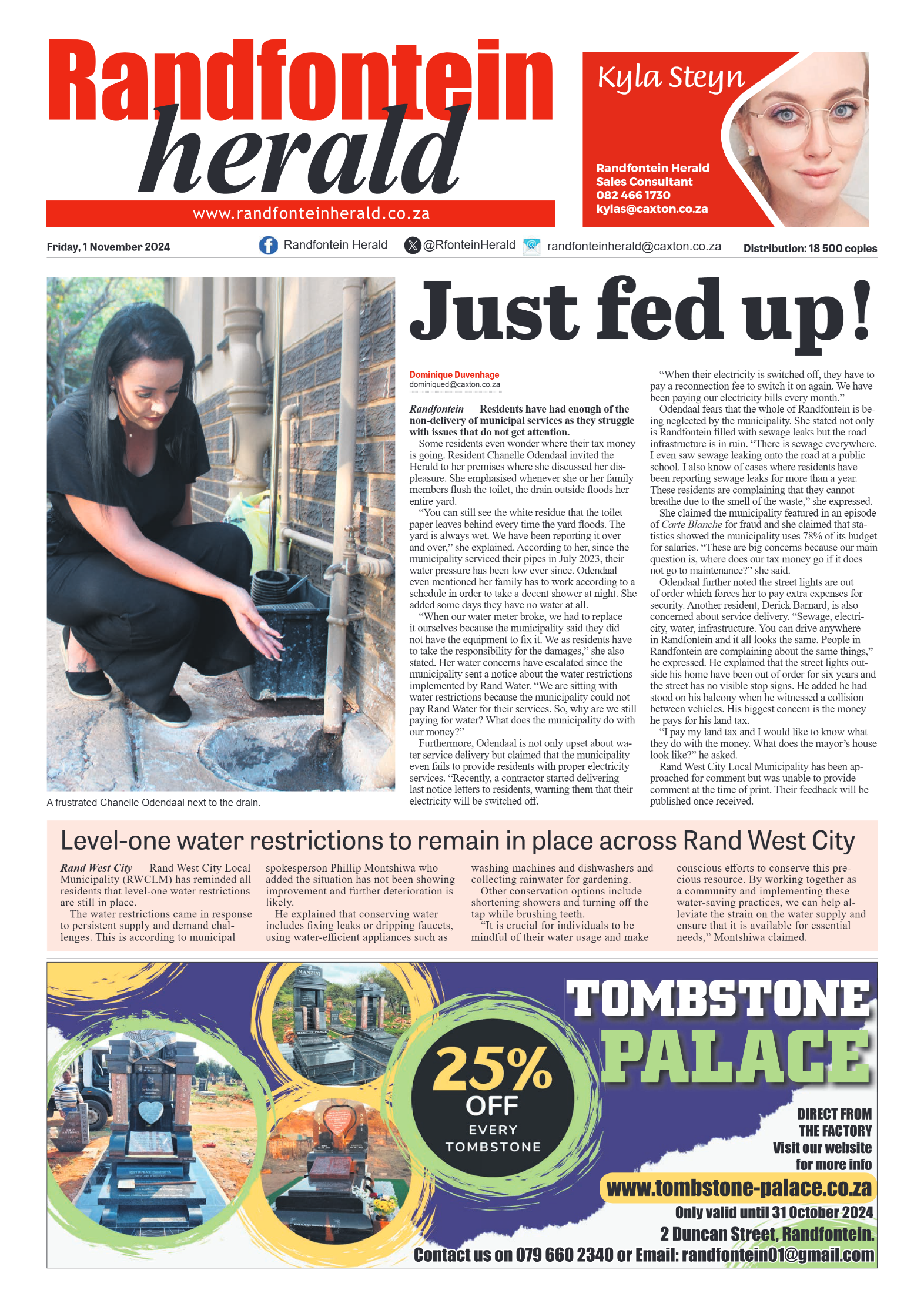 Randfontein Herald 1 November 2024 page 1