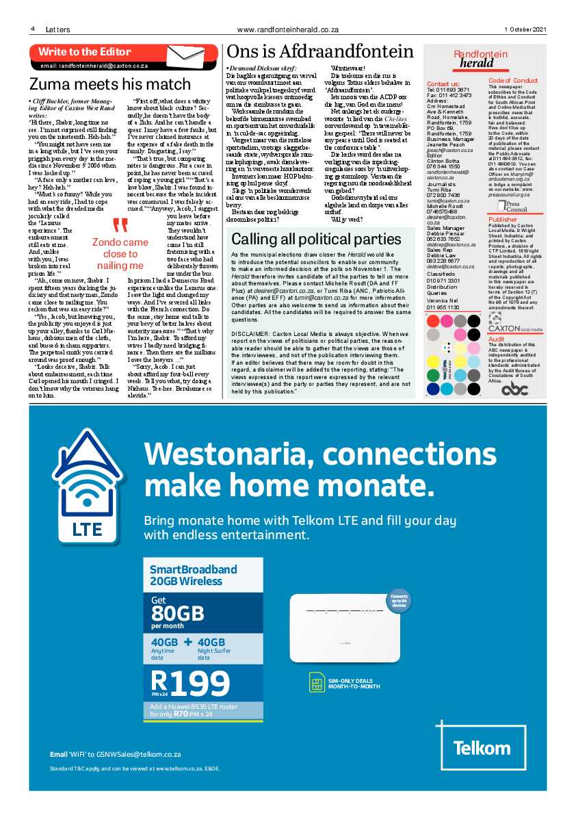 Randfontein Herald 1 October 2021 page 6
