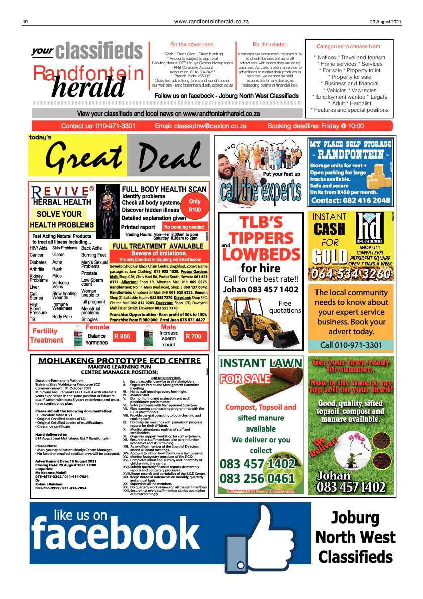Randfontein Herald 20 August 2021 page 10