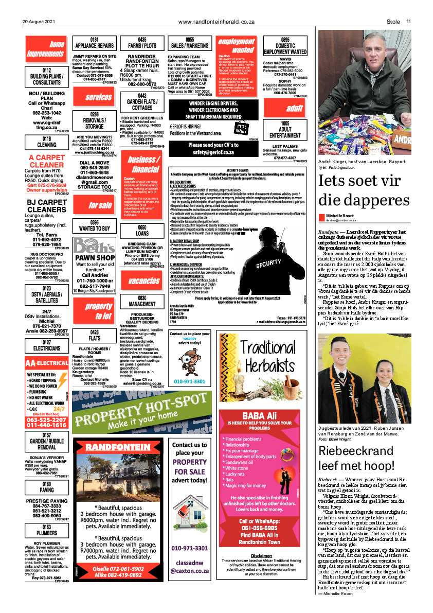 Randfontein Herald 20 August 2021 page 11