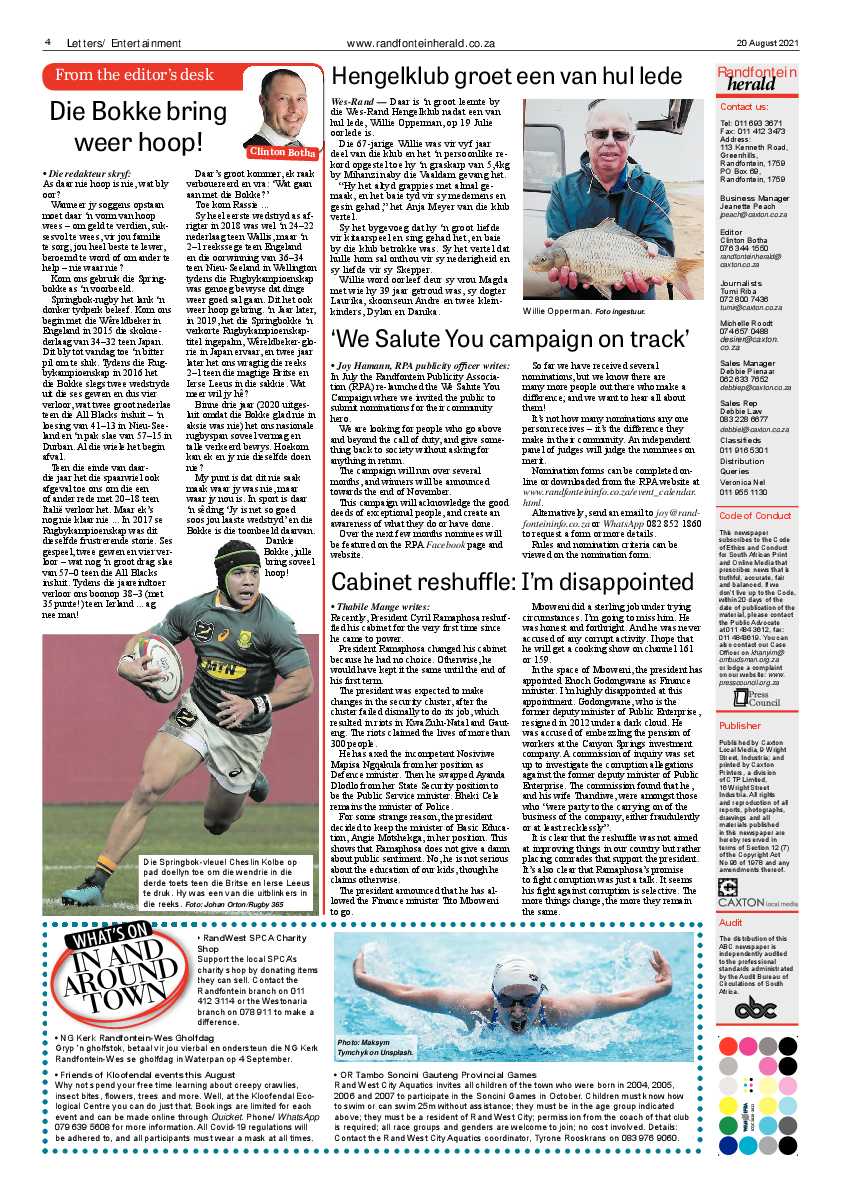 Randfontein Herald 20 August 2021 page 4