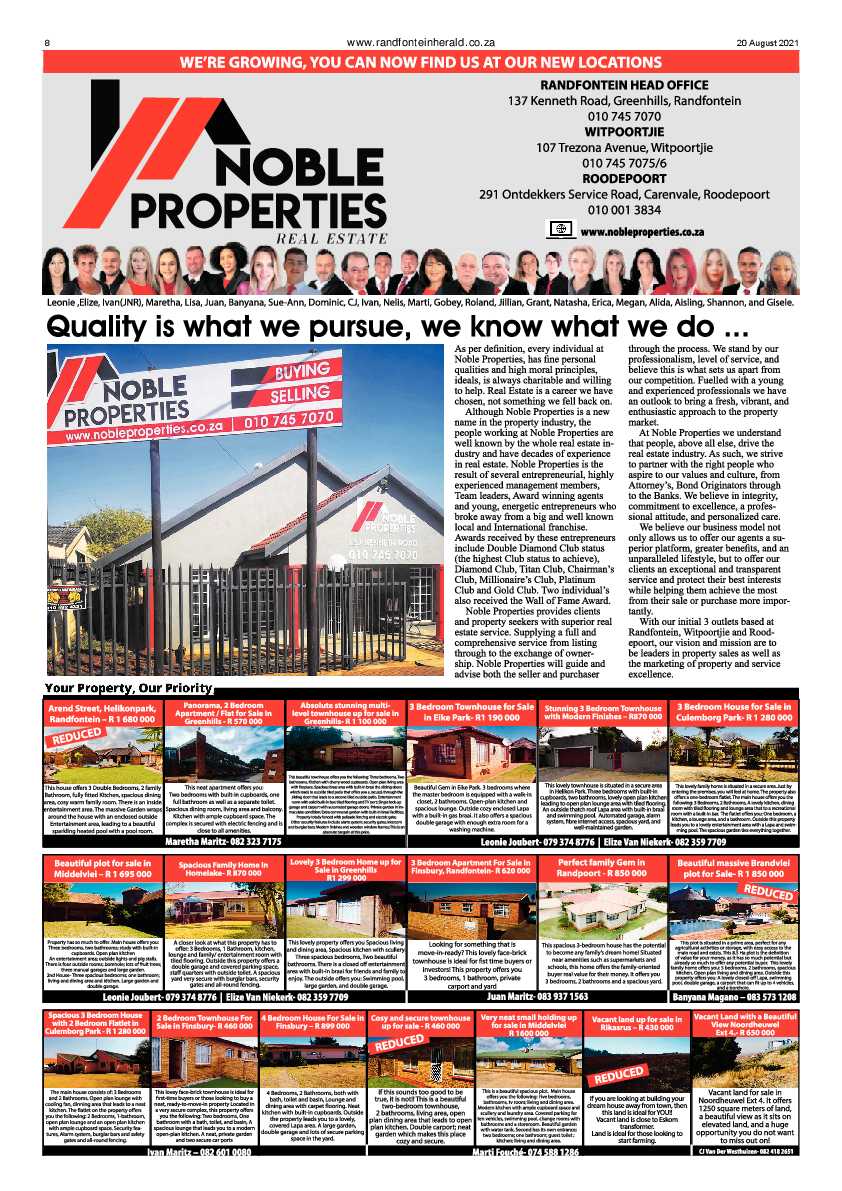 Randfontein Herald 20 August 2021 page 8