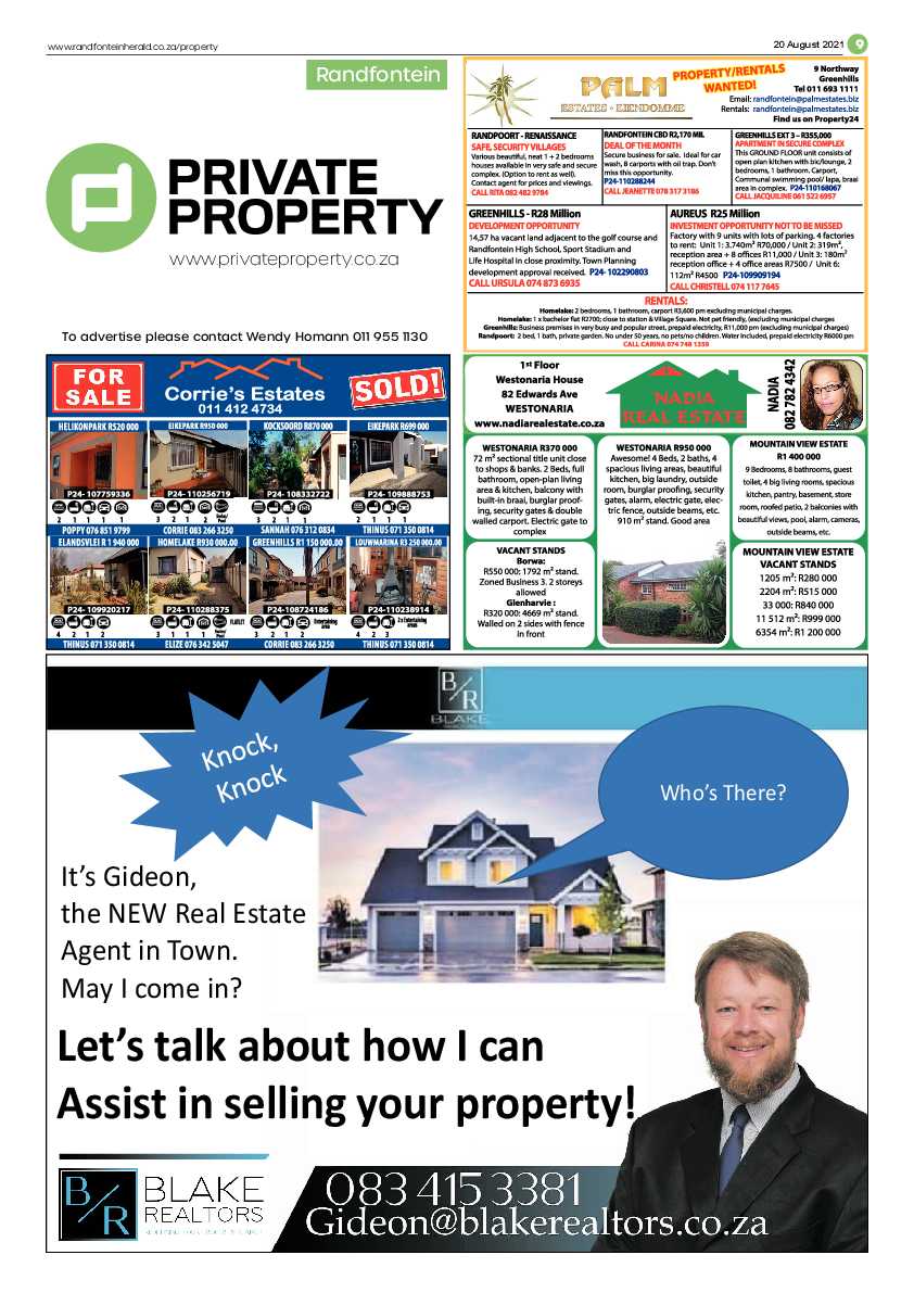 Randfontein Herald 20 August 2021 page 9