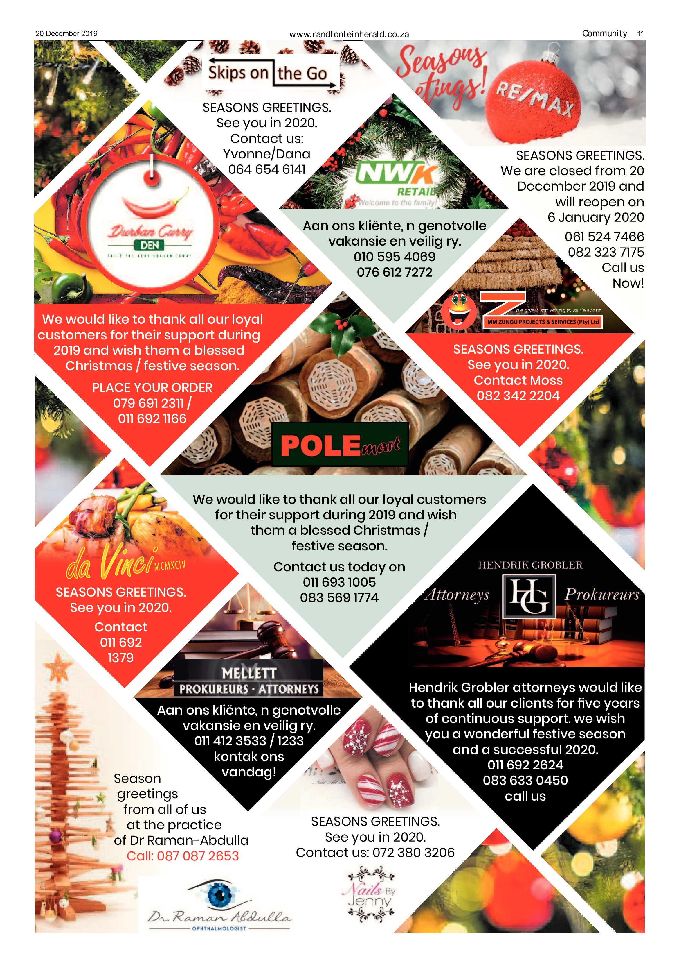 Randfontein Herald 20 December 2019 page 11