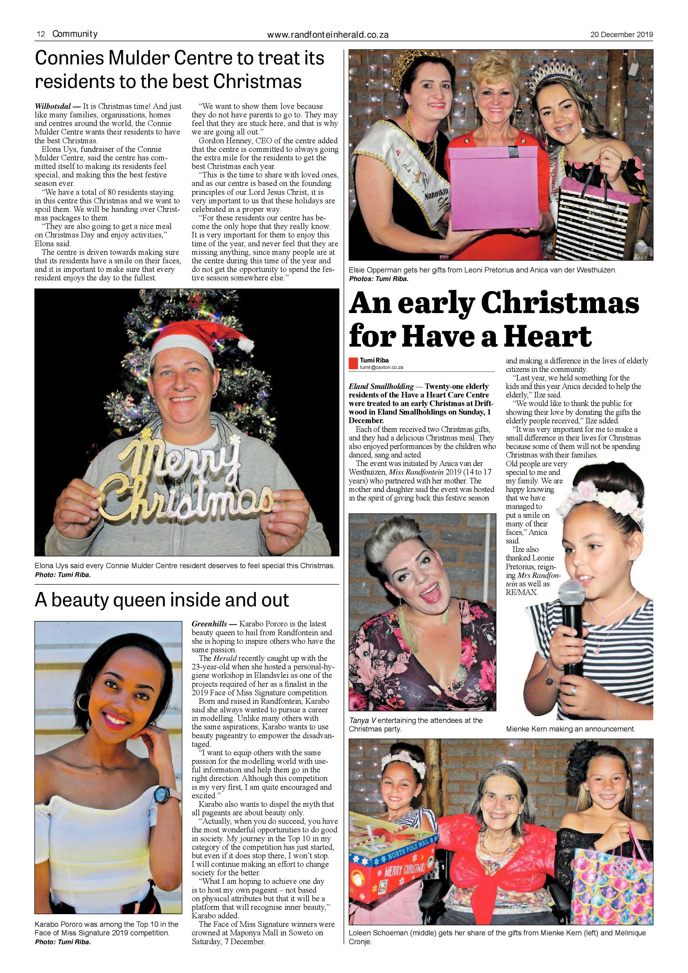 Randfontein Herald 20 December 2019 page 12