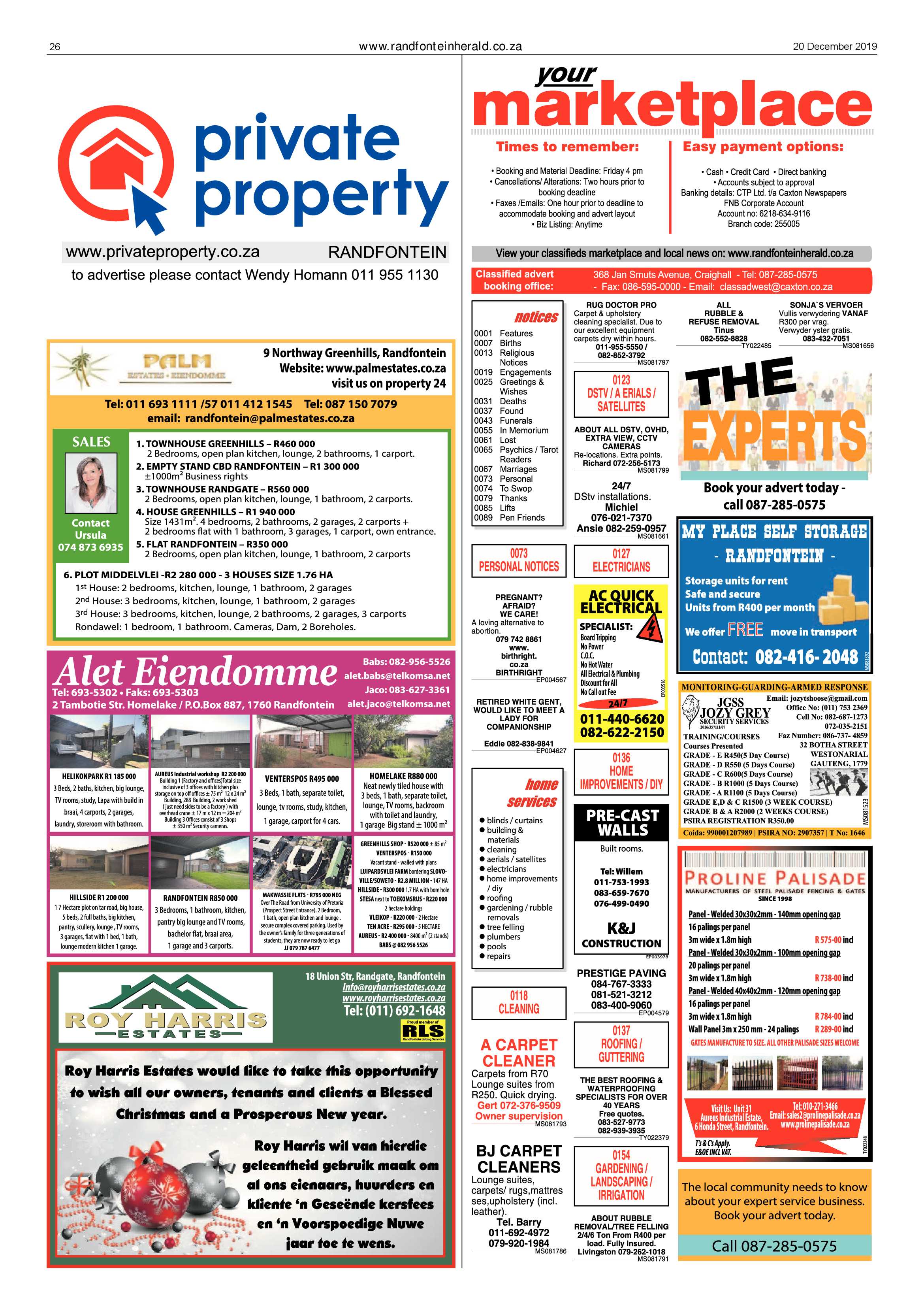 Randfontein Herald 20 December 2019 page 26