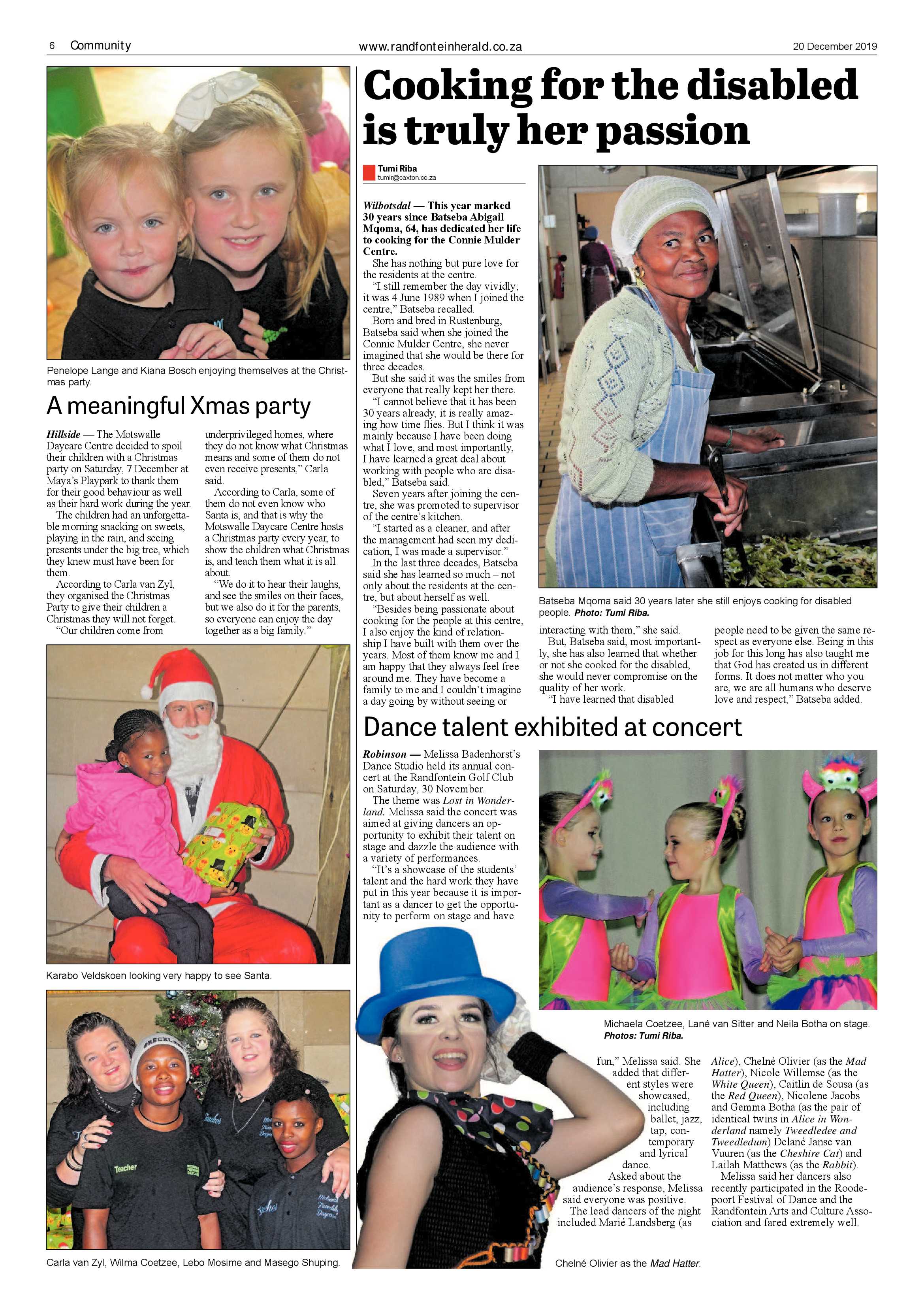 Randfontein Herald 20 December 2019 page 6