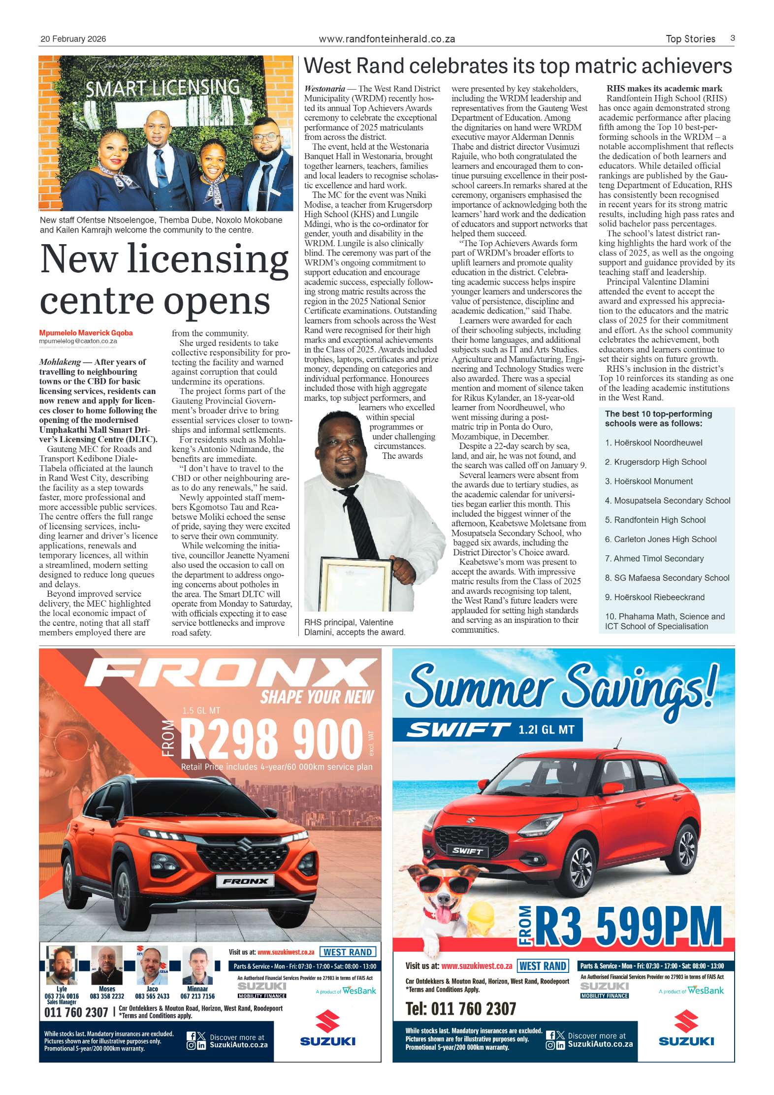 Randfontein Herald 20 February 2026 page 3