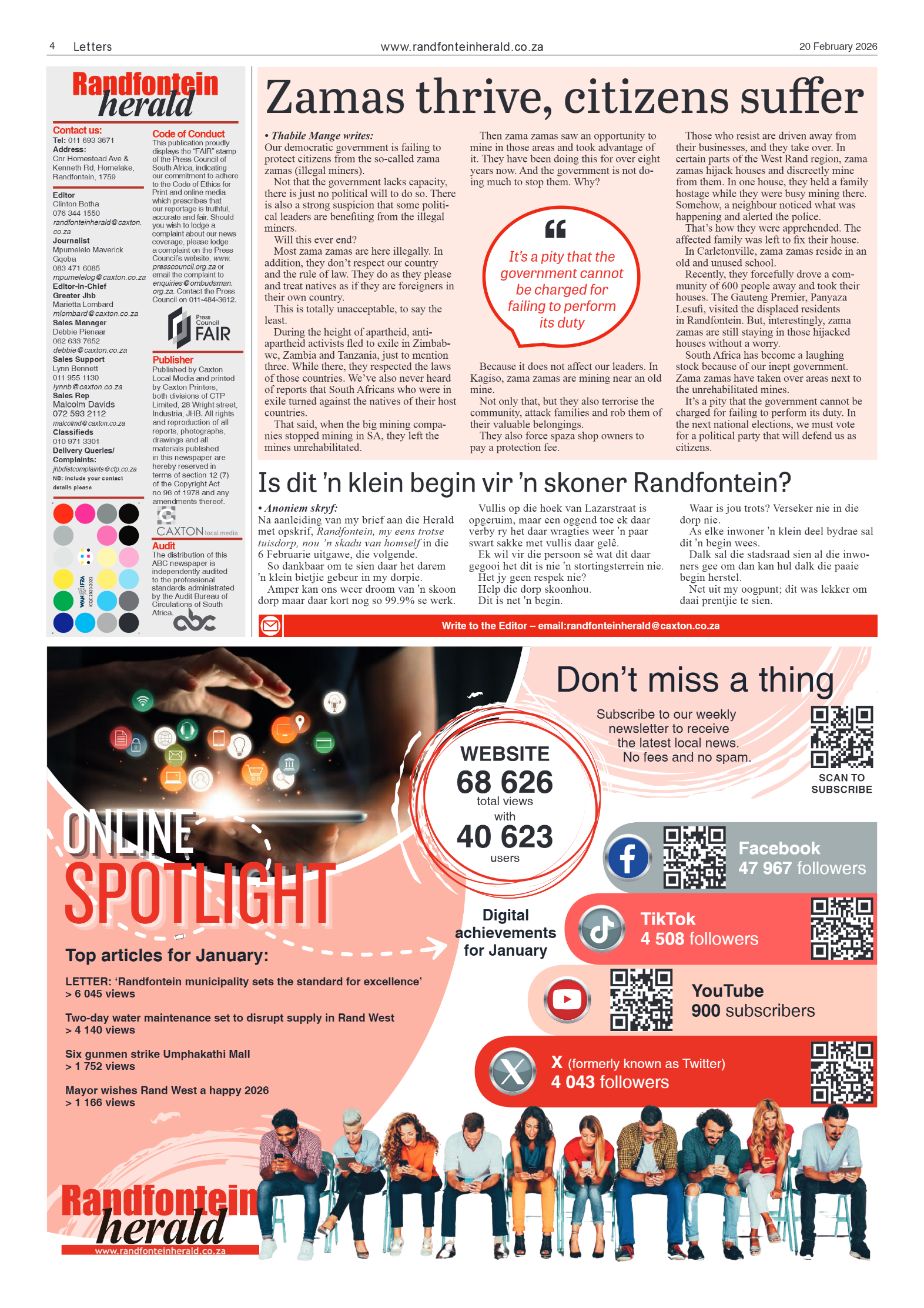 Randfontein Herald 20 February 2026 page 4