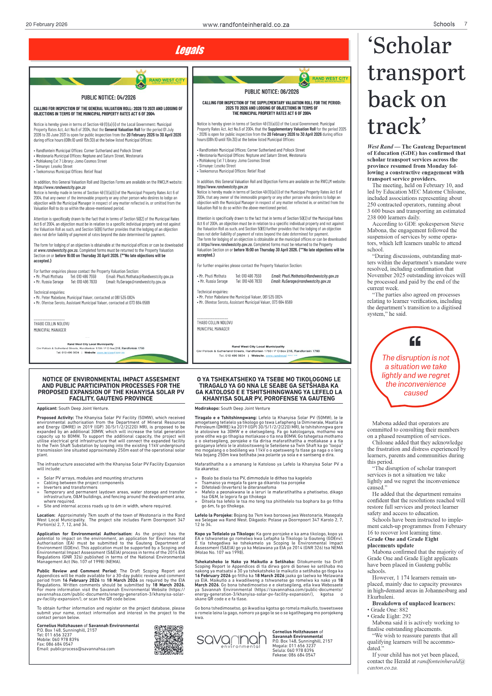Randfontein Herald 20 February 2026 page 7