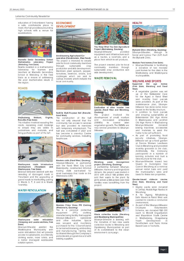 Randfontein Herald 20 January 2023 page 13