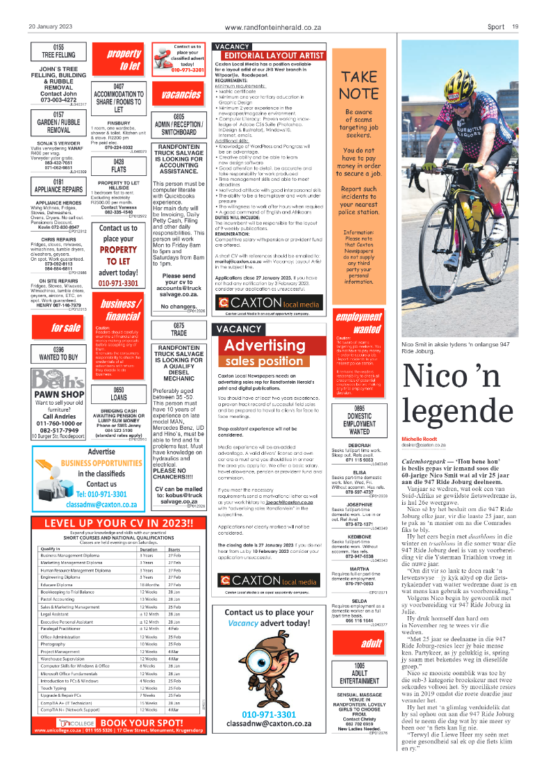 Randfontein Herald 20 January 2023 page 19
