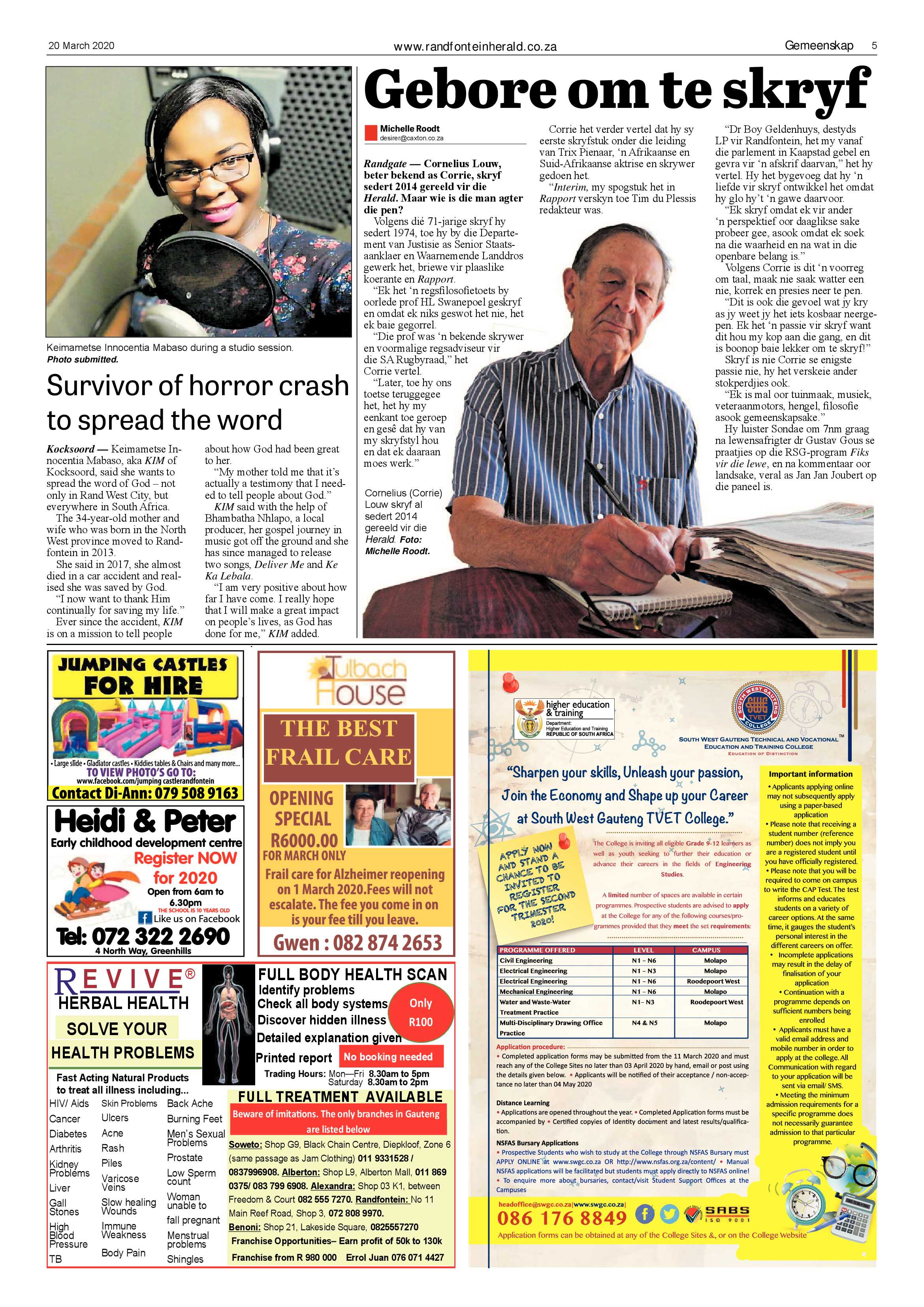 Randfontein Herald 20 March 2020 page 5